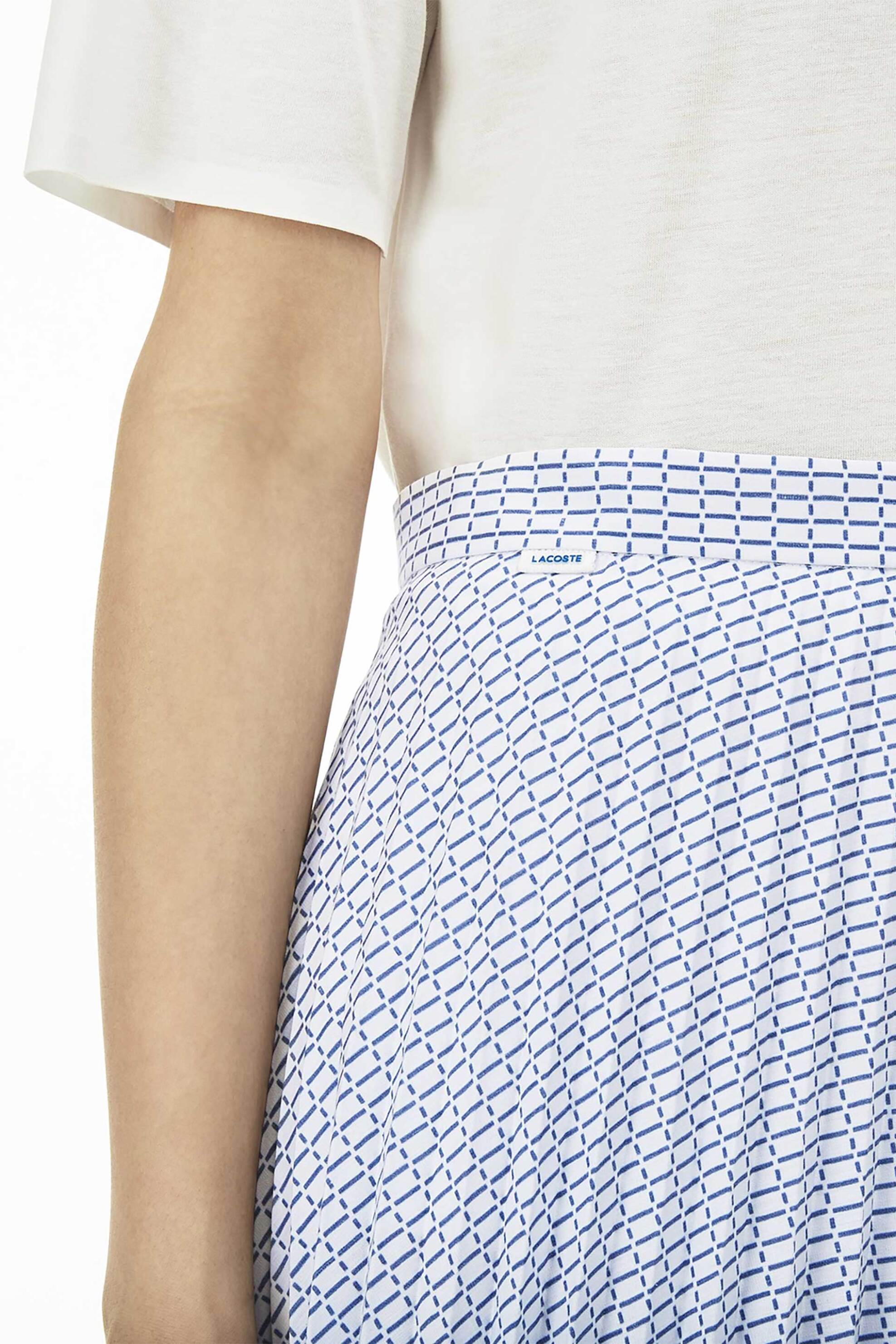 LACOSTE Lacoste γυναικεία midi φούστα πλισέ με καρό print - JF2498 Λευκό - 3