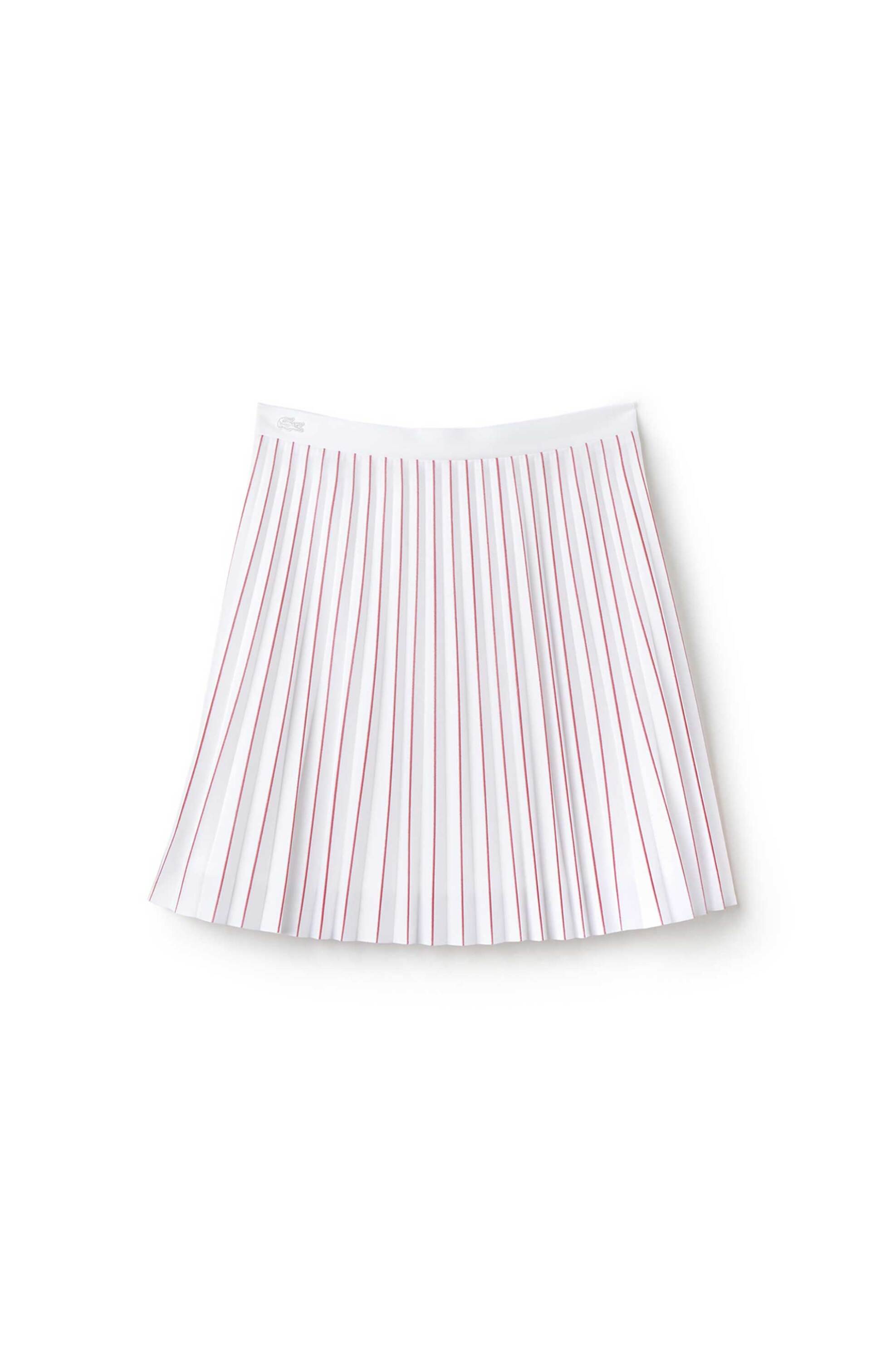 LACOSTE Lacoste γυναικεία πλισέ mini φούστα με λεπτή ρίγα - JF4728 Λευκό - 3