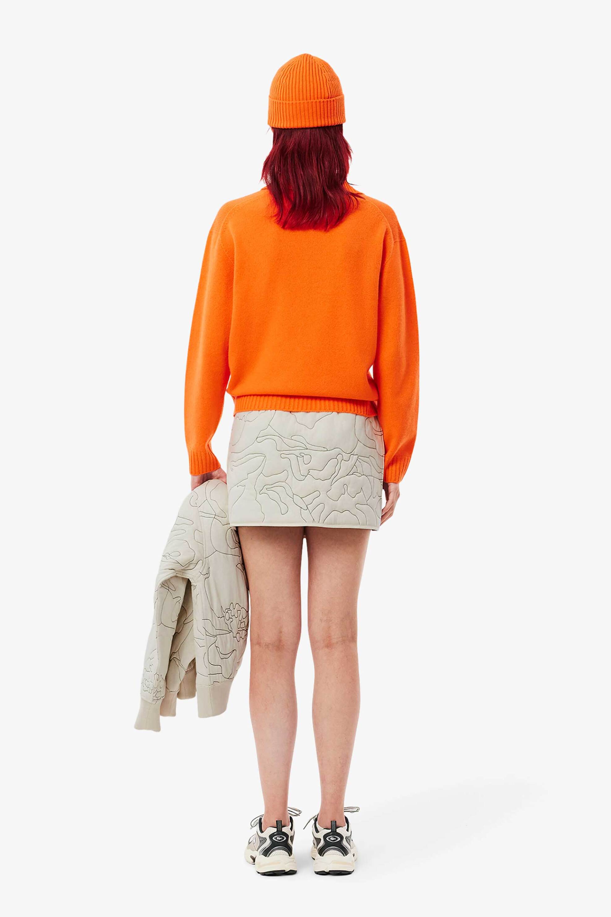 Lacoste γυναικεία mini φούστα διπλής όψης με all-over flower motif Straight Cropped Cut - JF5192-00 Λαδί φωτογραφία