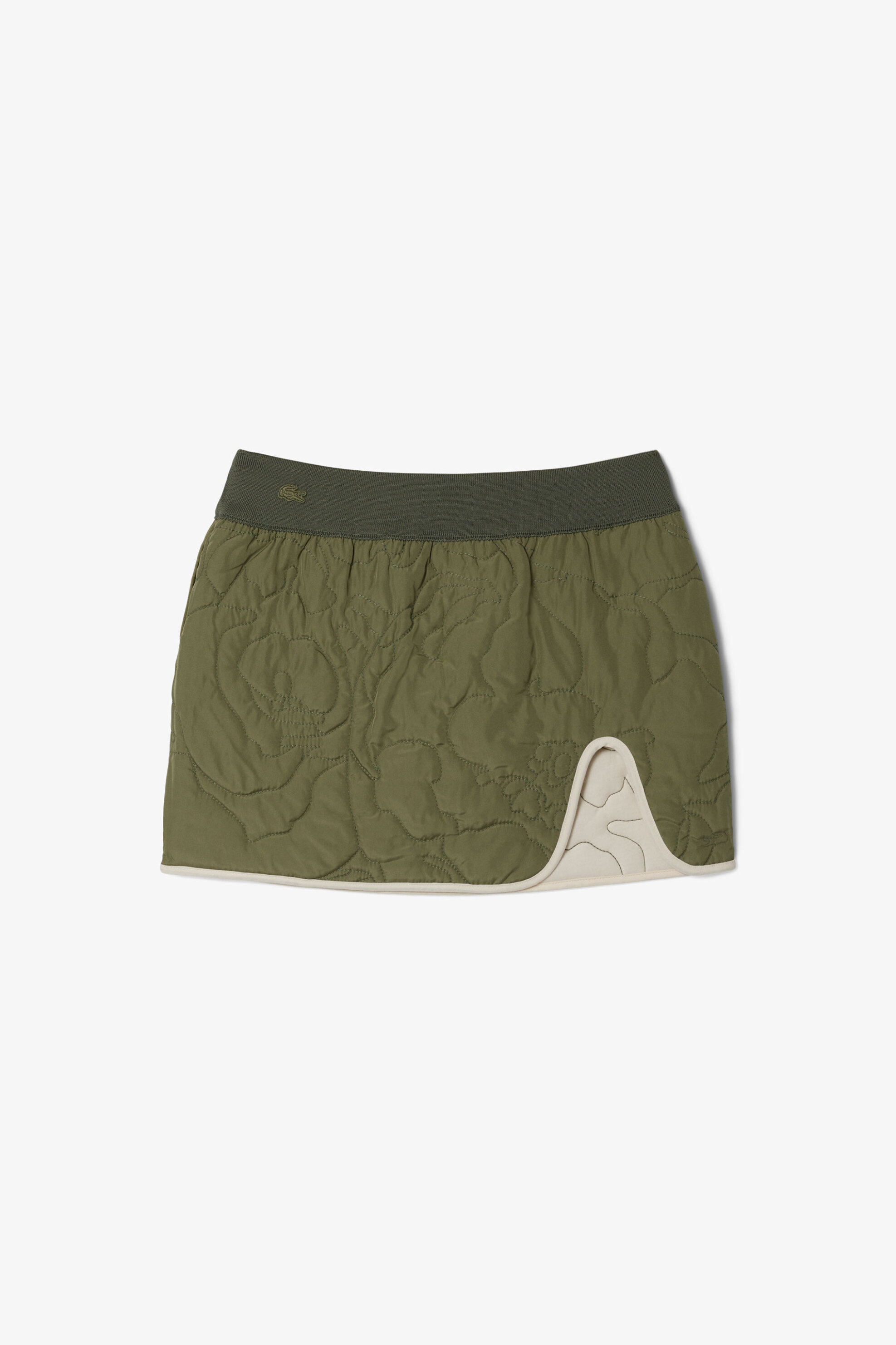 Lacoste γυναικεία mini φούστα διπλής όψης με all-over flower motif Straight Cropped Cut - JF5192-00 Λαδί φωτογραφία