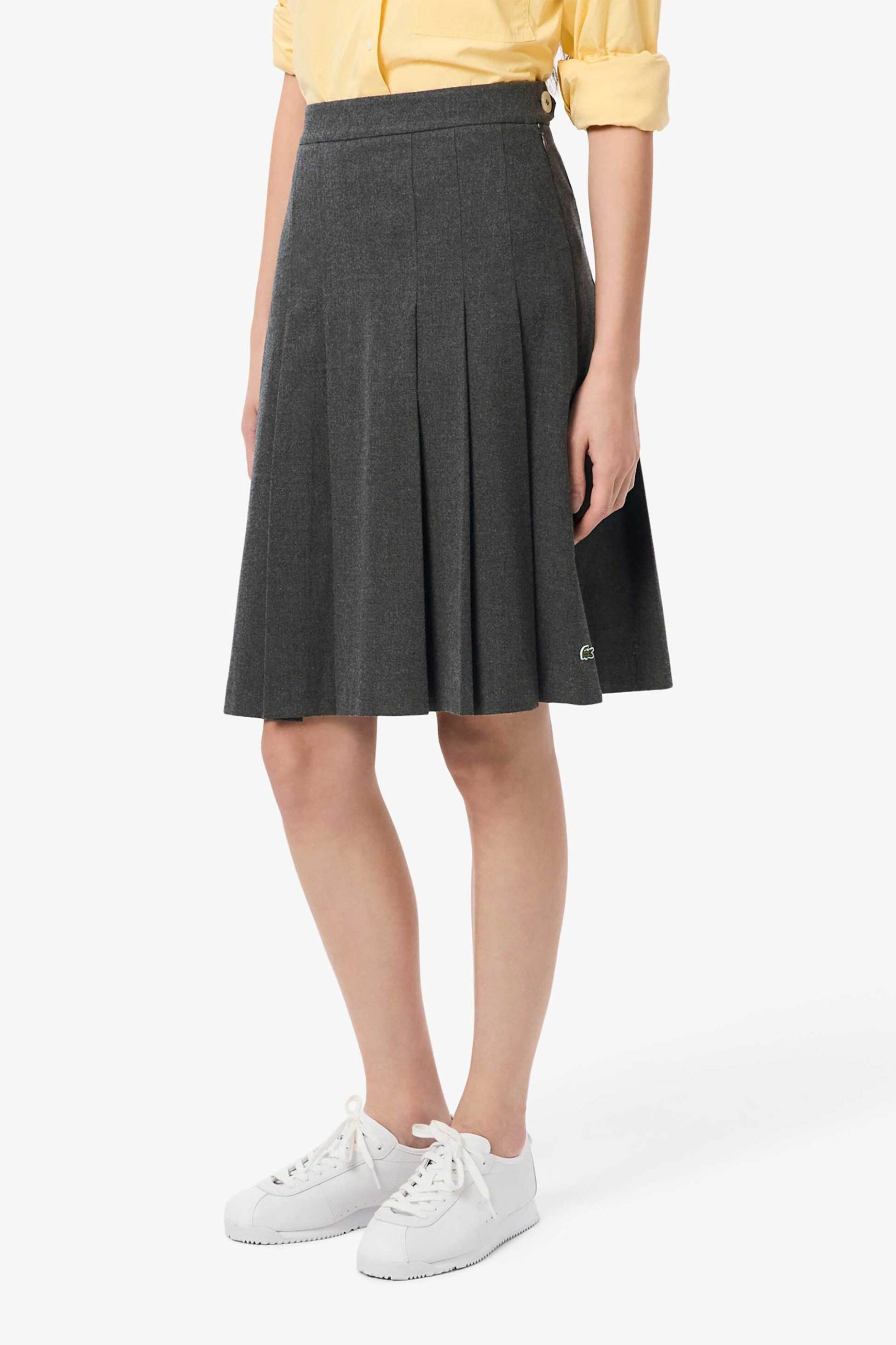 Lacoste γυναικεία ψηλόμεση midi φούστα flannel με πιέτες - JF5358 Ανθρακί
