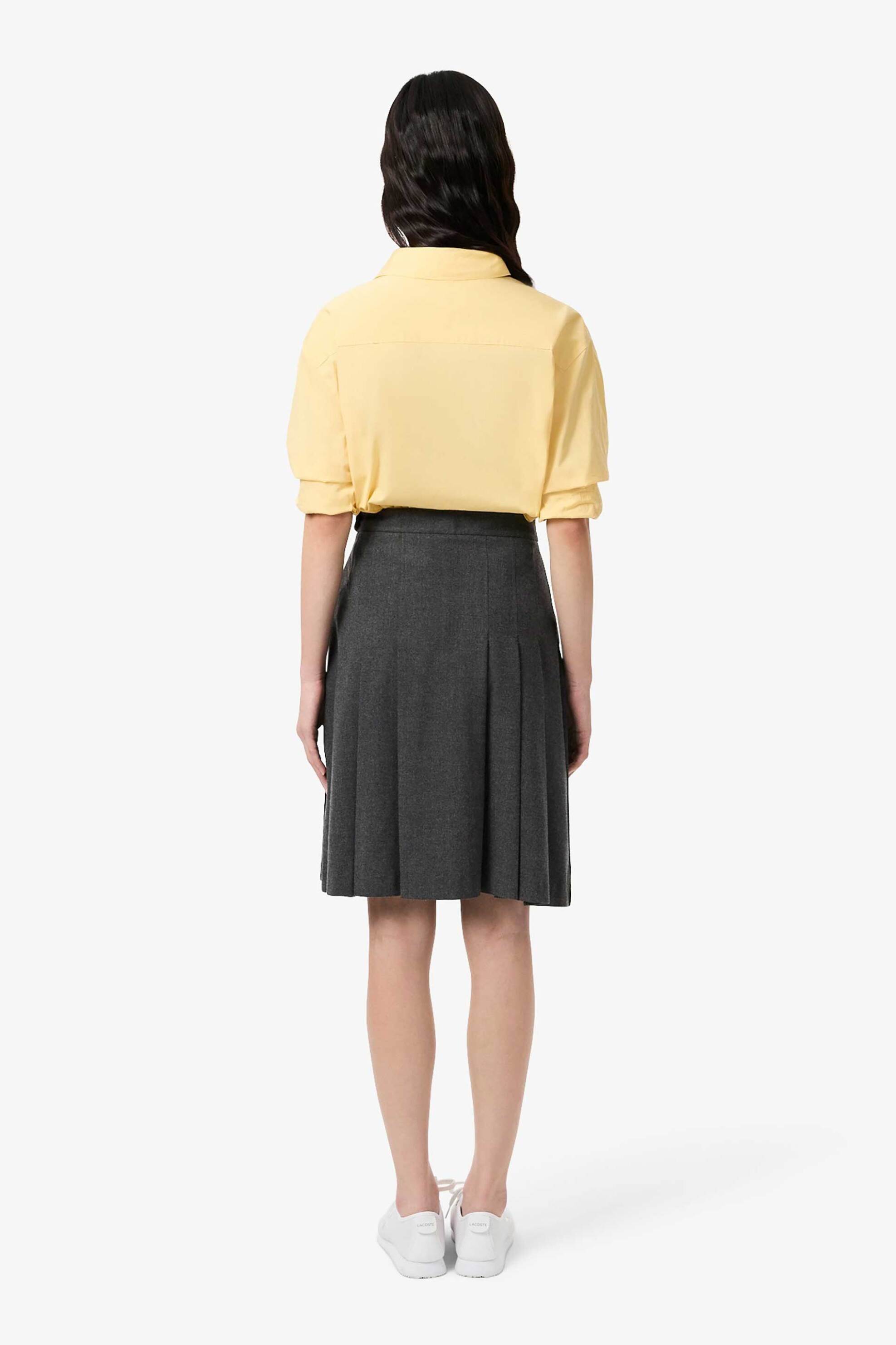 LACOSTE Lacoste γυναικεία ψηλόμεση midi φούστα flannel με πιέτες - JF5358 Ανθρακί - 3