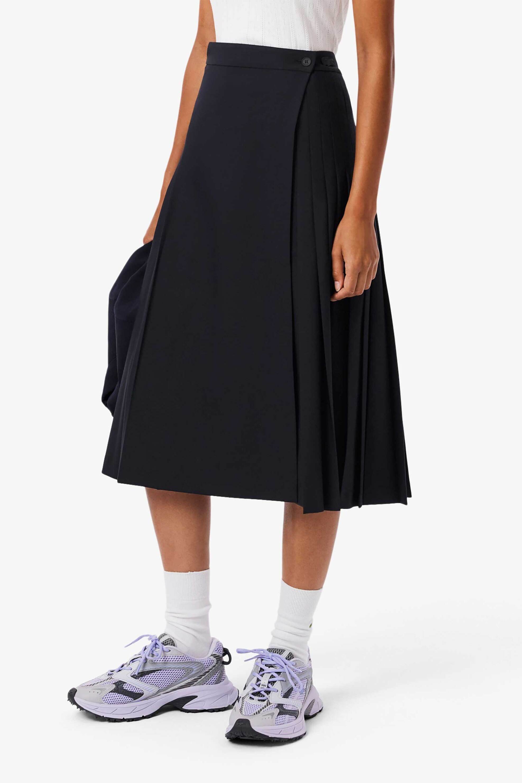 Lacoste γυναικεία midi φούστα πλισέ με κρουαζέ κλείσιμο - JF5406 Μπλε Σκούρο φωτογραφία