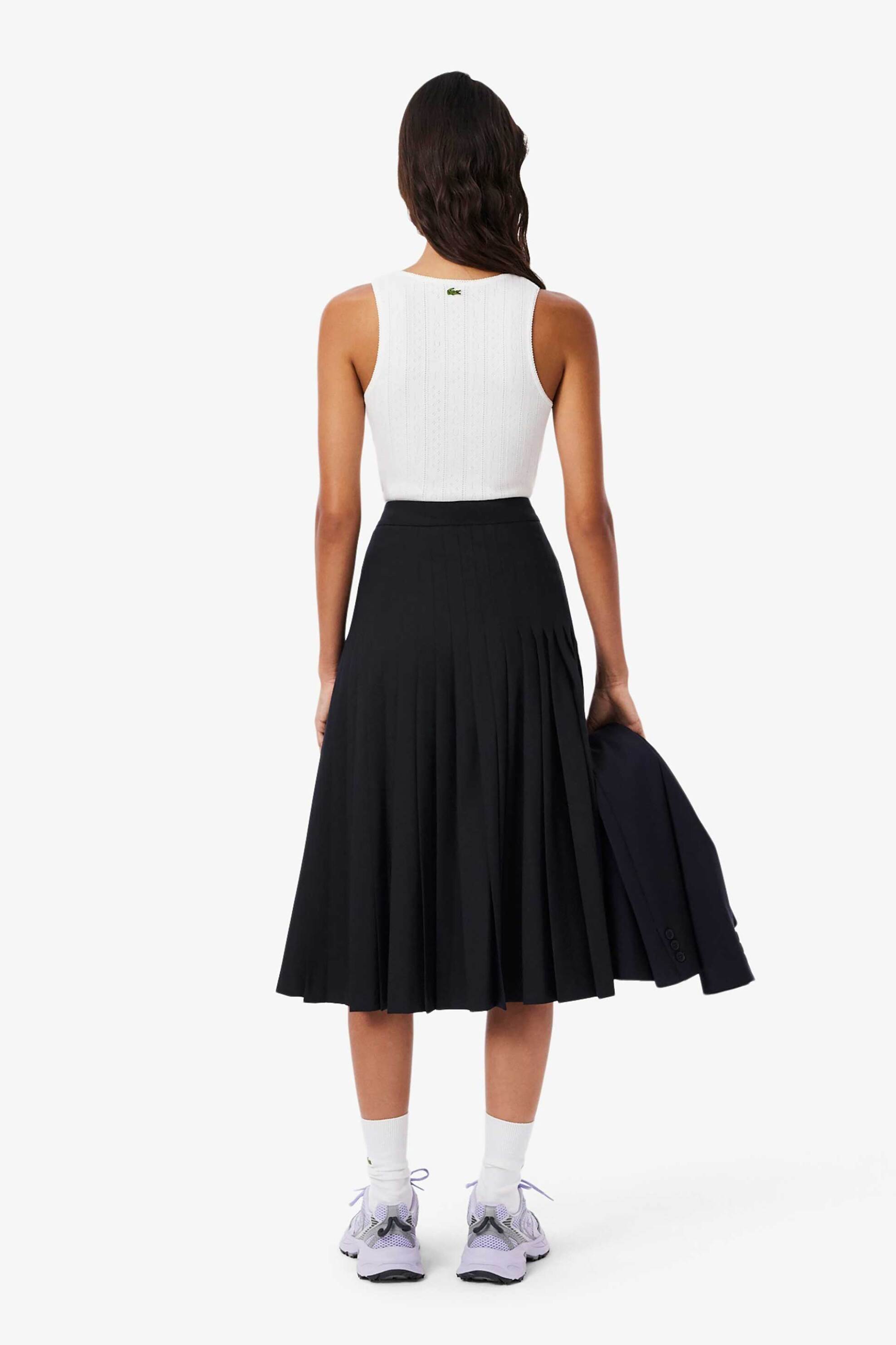 Lacoste γυναικεία midi φούστα πλισέ με κρουαζέ κλείσιμο - JF5406 Μπλε Σκούρο φωτογραφία