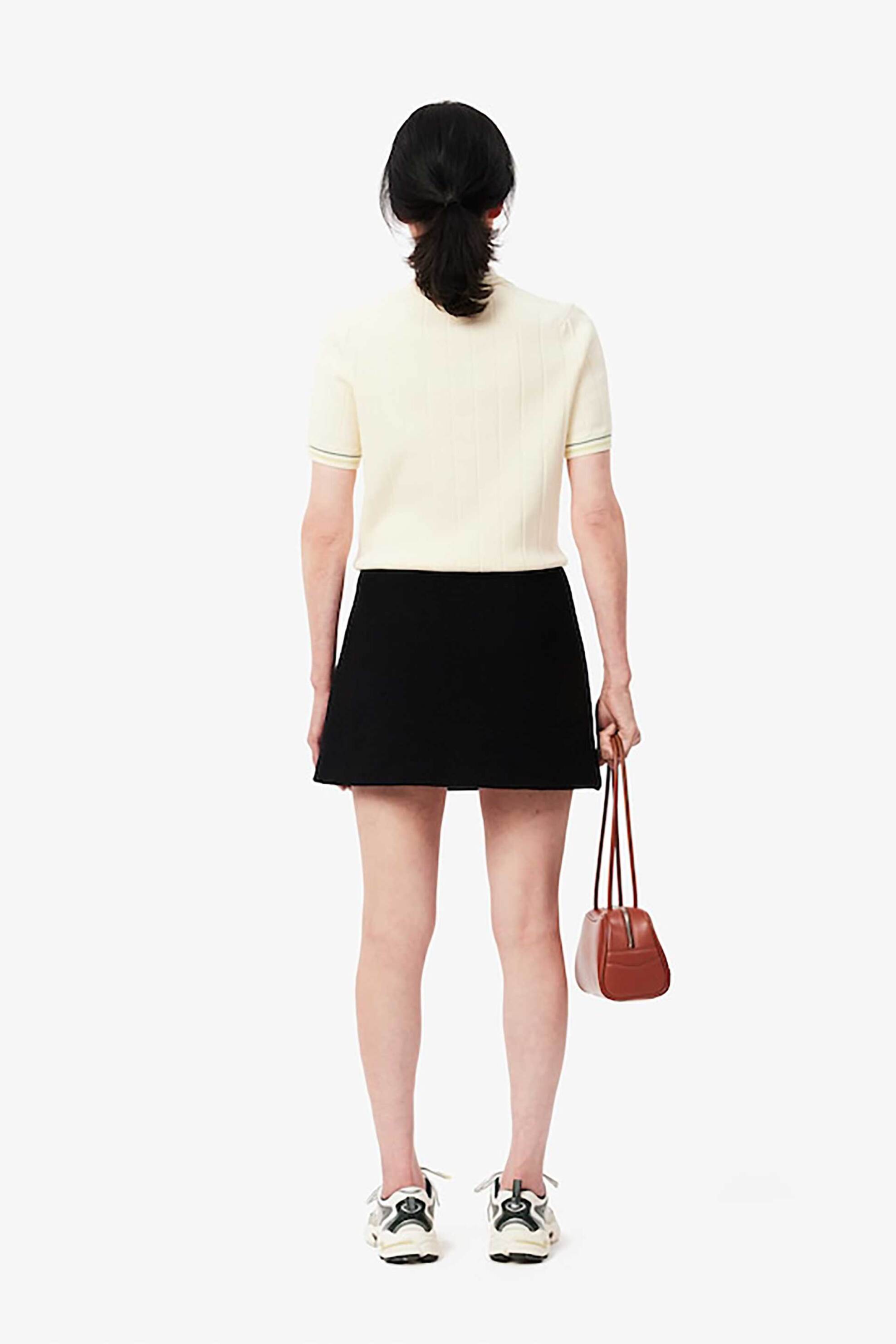 Lacoste γυναικεία μάλλινη mini φούστα με tone-on-tone λογότυπο Straight Cut - JF6294-00 Μαύρο φωτογραφία