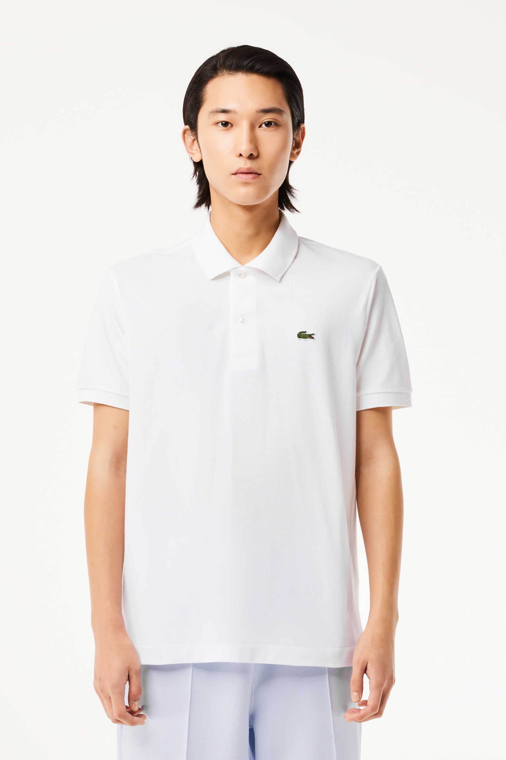 Lacoste ανδρική μπλούζα πόλο πικέ κοντομάνικη με κεντημένο λογότυπο Classic Fit - L1212 Λευκό
