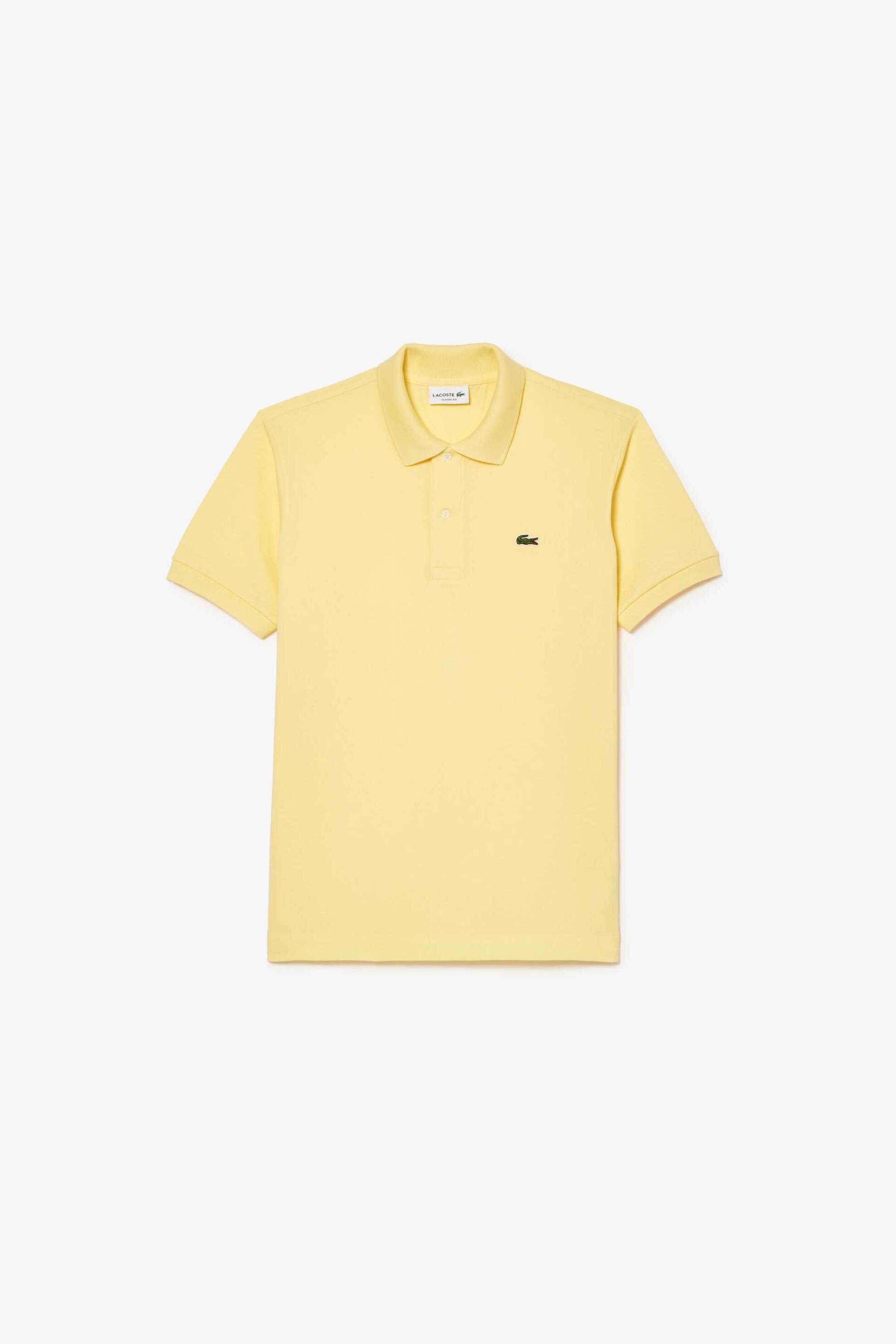 Lacoste Ανδρική Μπλούζα Πόλο Πικέ Κοντομάνικη με Κεντημένο Λογότυπο Classic Fit - L1212 Κίτρινο Ανοιχτό