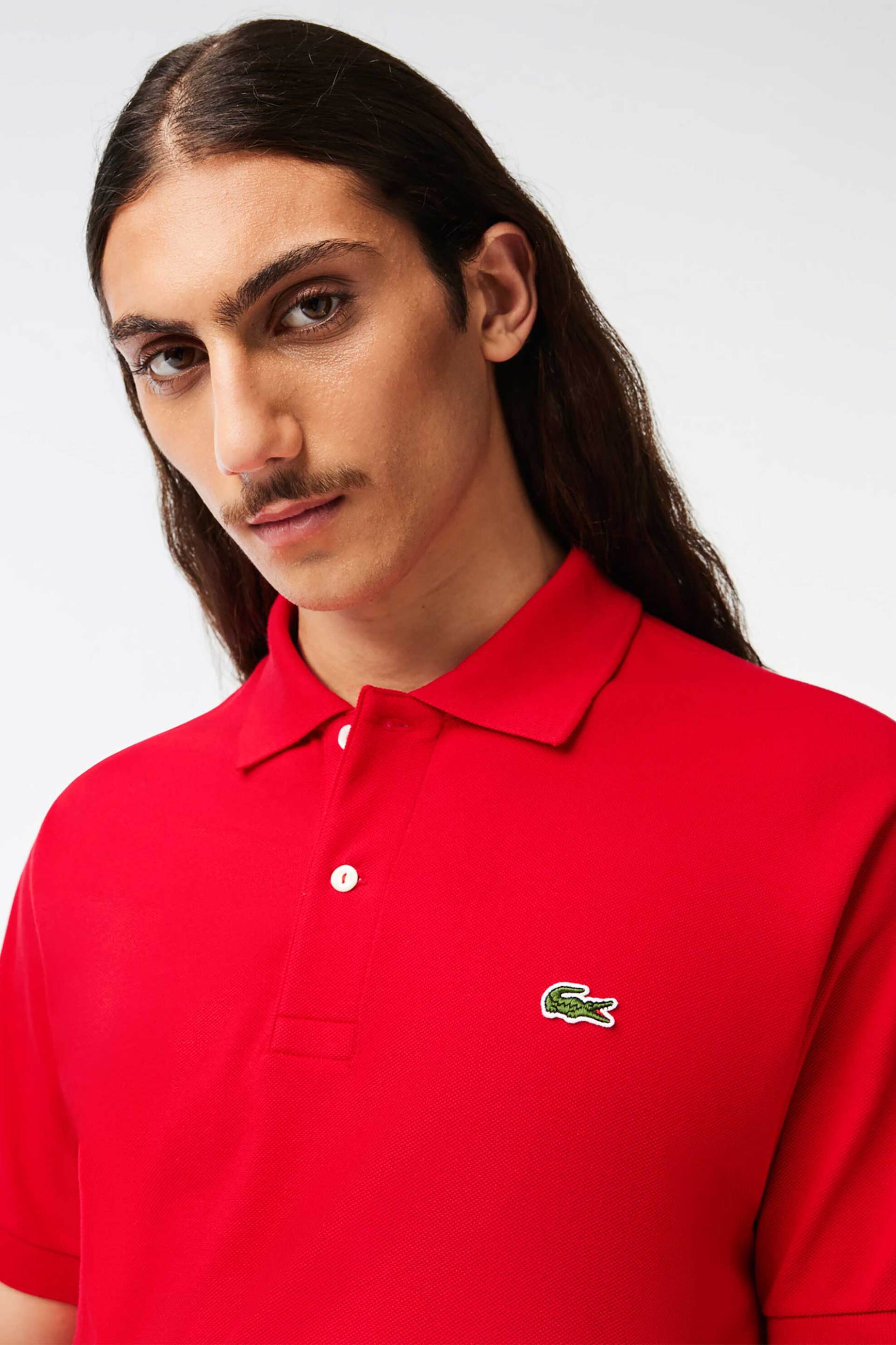 Lacoste ανδρική μπλούζα πόλο πικέ κοντομάνικη με κεντημένο λογότυπο Classic Fit - L1212 Κόκκινο φωτογραφία