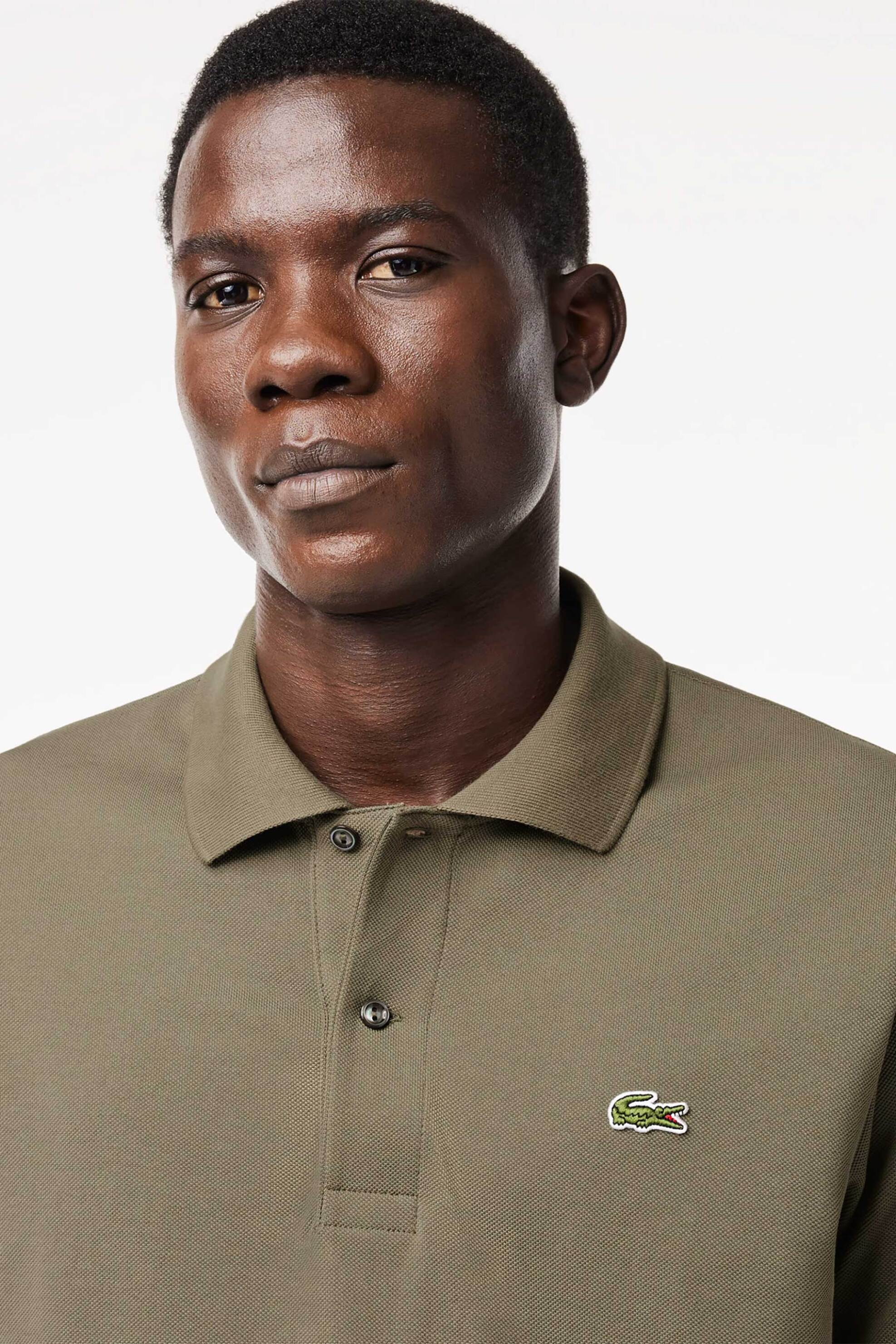 Lacoste ανδρική μπλούζα πόλο πικέ κοντομάνικη με κεντημένο λογότυπο Classic Fit - L1212 Χακί φωτογραφία