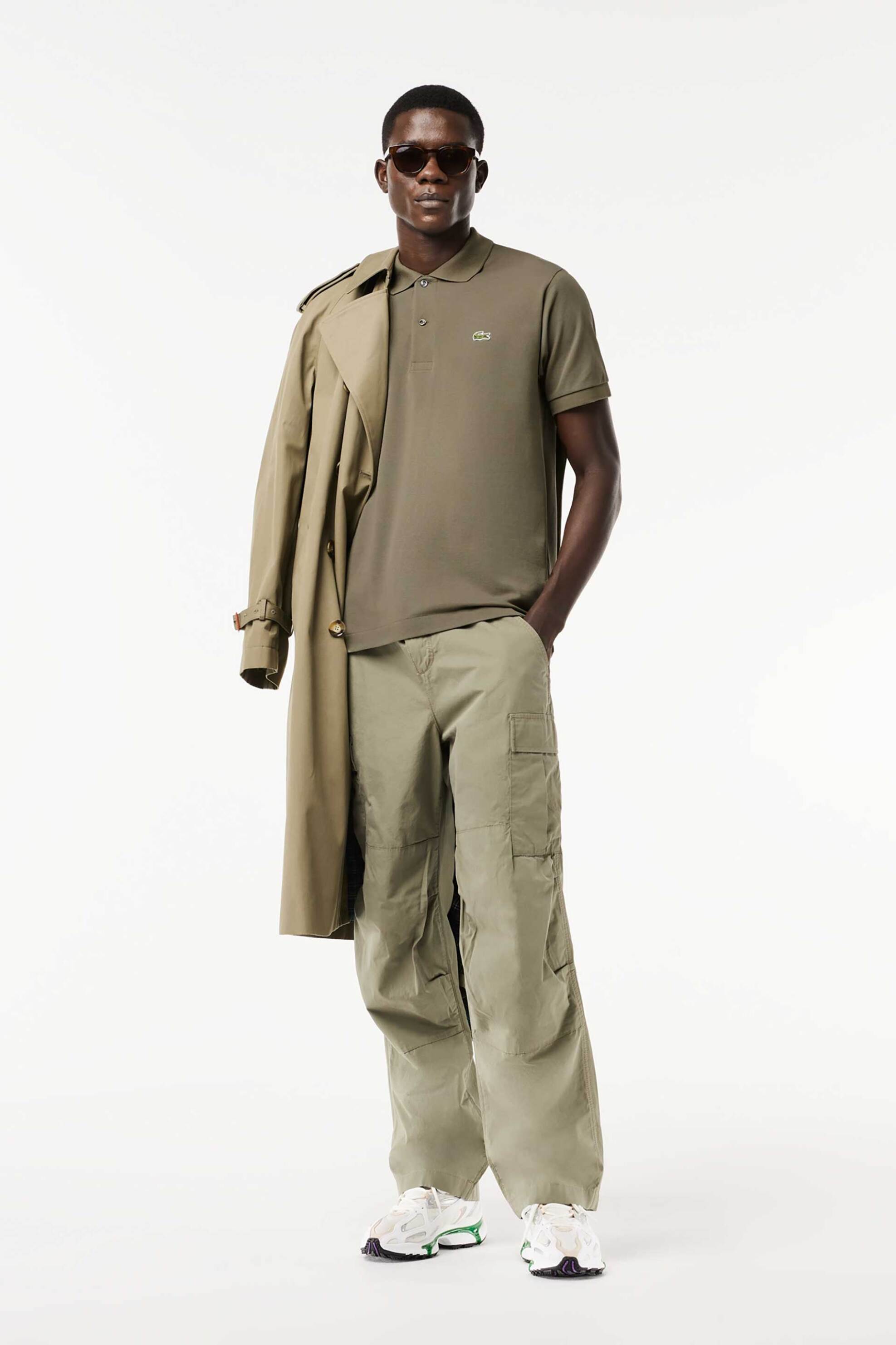 Lacoste ανδρική μπλούζα πόλο πικέ κοντομάνικη με κεντημένο λογότυπο Classic Fit - L1212 Χακί φωτογραφία