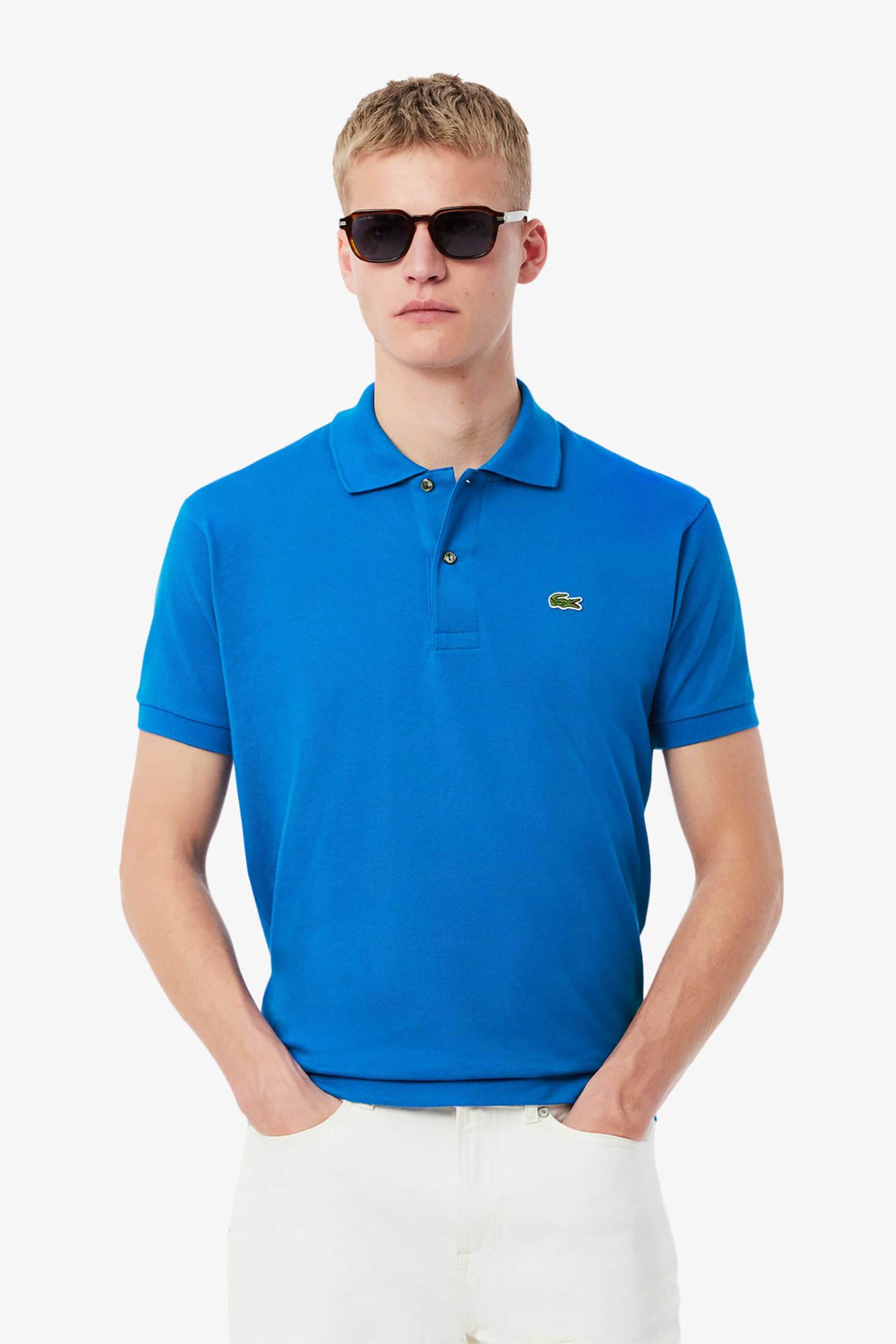 Lacoste ανδρική μπλούζα πόλο πικέ κοντομάνικη με κεντημένο λογότυπο Classic Fit - L1212 Μπλε Sky