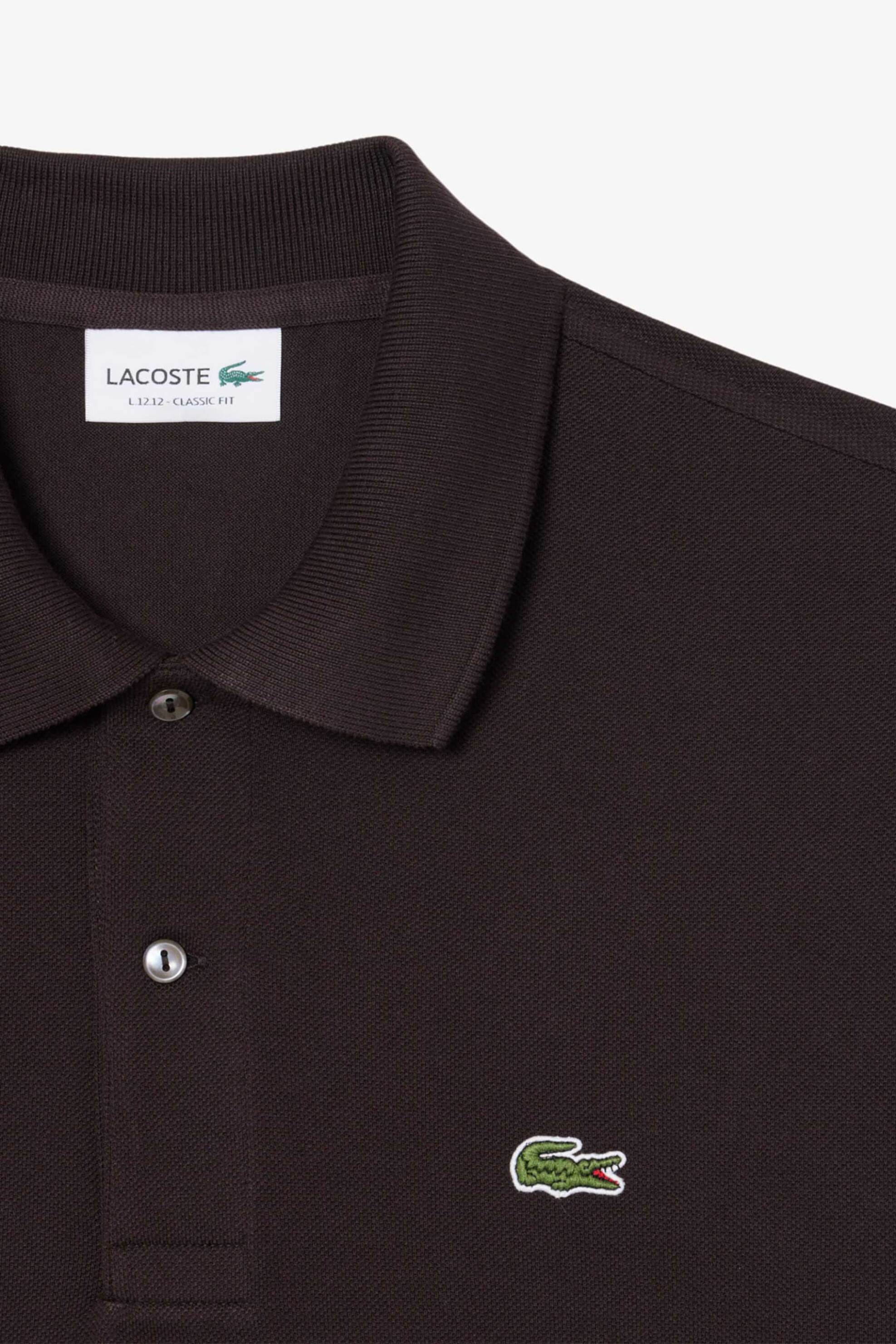 Lacoste Ανδρική Μπλούζα Πόλο Πικέ Κοντομάνικη με Κεντημένο Λογότυπο Classic Fit - L1212 Καφέ Σκούρο