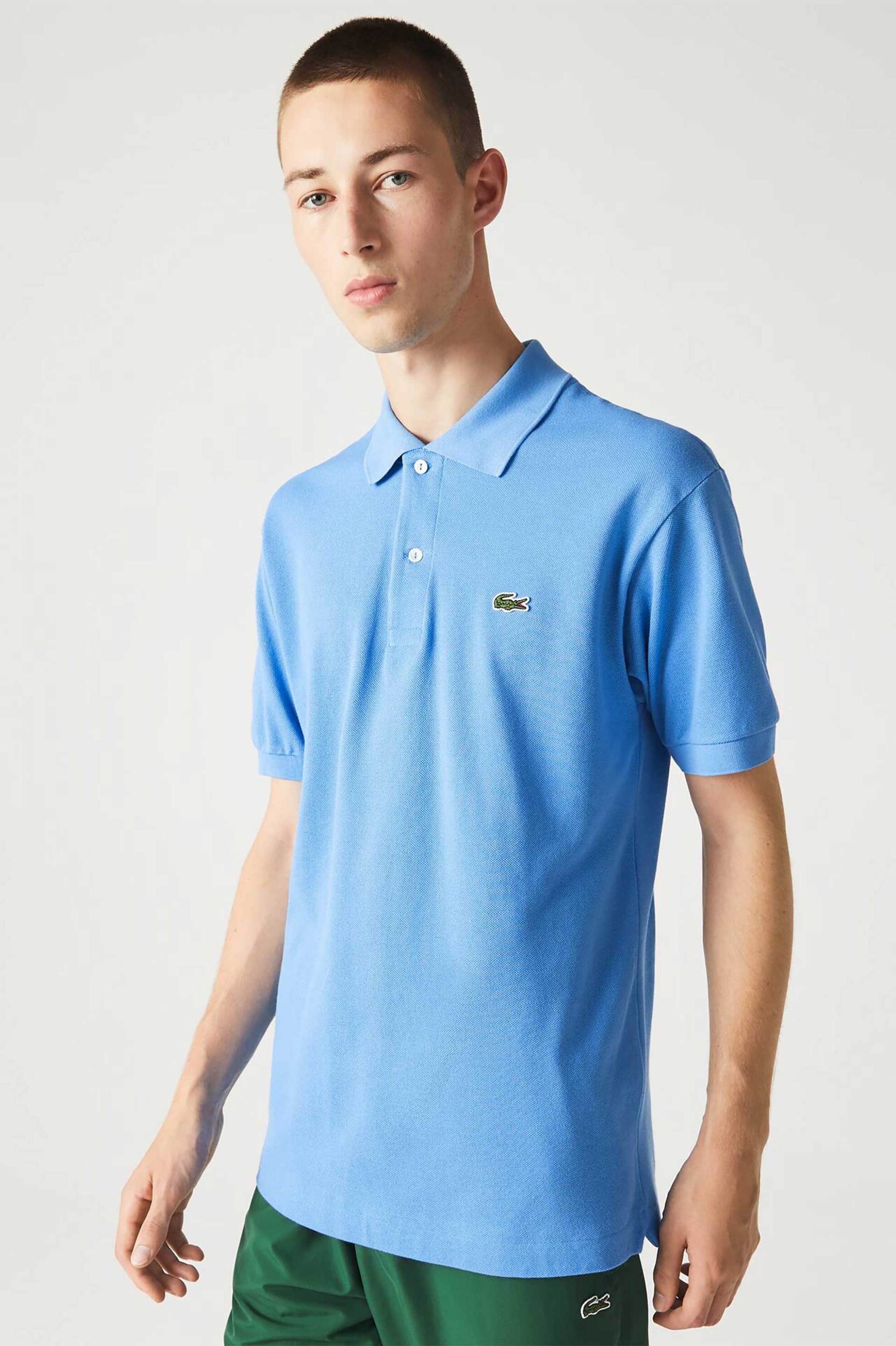 Lacoste ανδρική μπλούζα πόλο πικέ κοντομάνικη με κεντημένο λογότυπο Classic Fit - L1212 Μπλε Baby