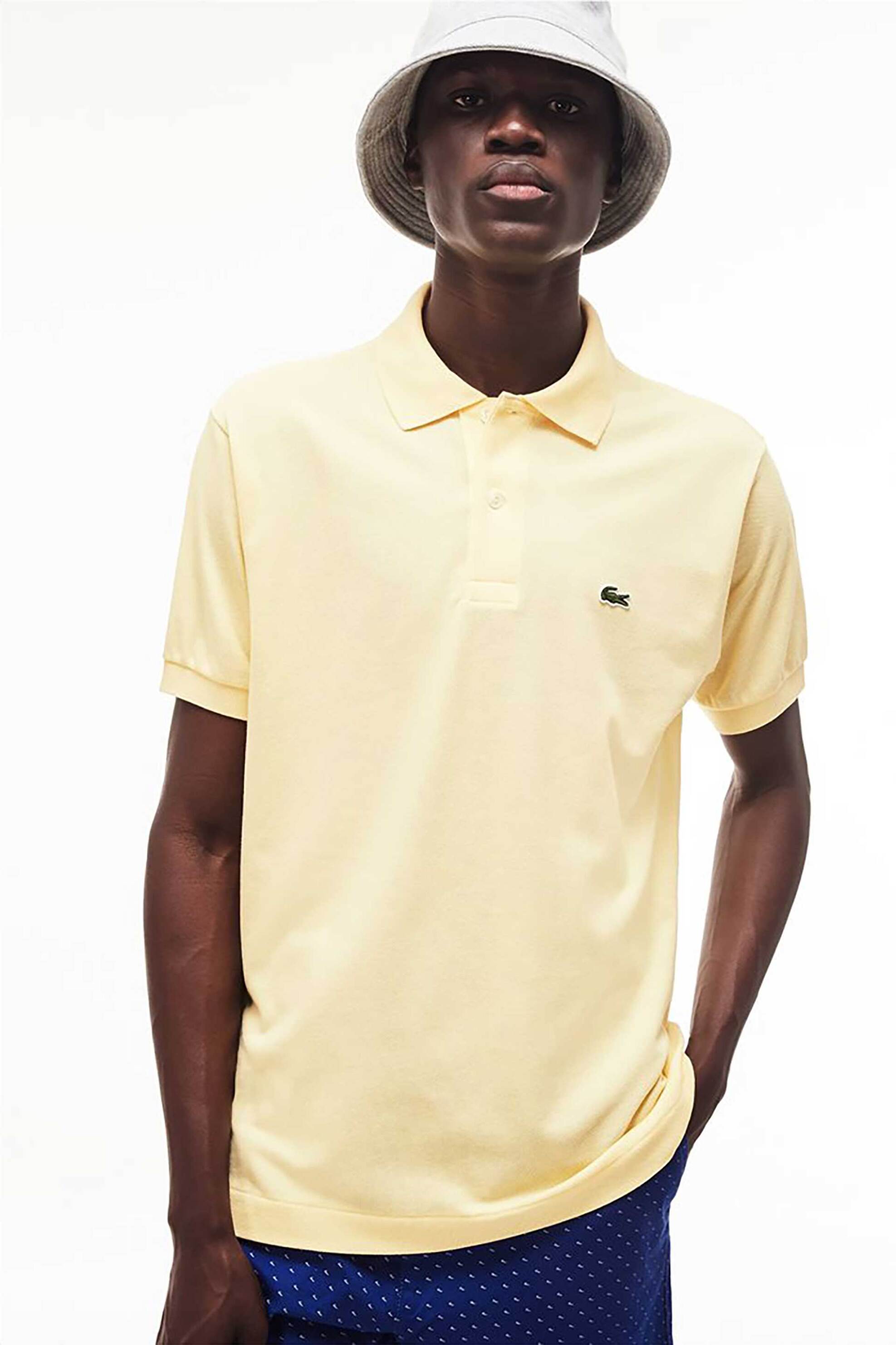Lacoste ανδρική μπλούζα πόλο πικέ κοντομάνικη με κεντημένο λογότυπο Classic Fit - L1212 Κίτρινο Pastel