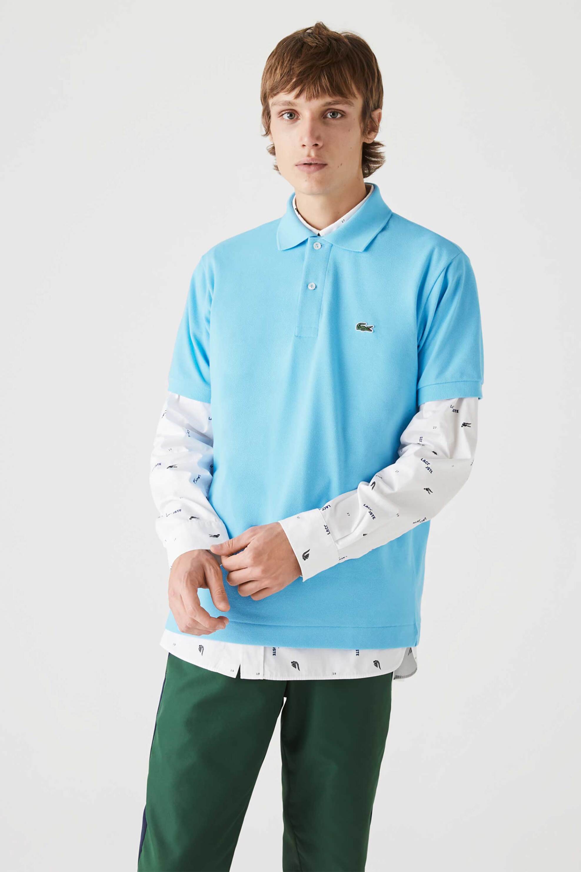 Lacoste ανδρική μπλούζα πόλο πικέ κοντομάνικη με κεντημένο λογότυπο Classic Fit - L1212 Πράσινο Aqua