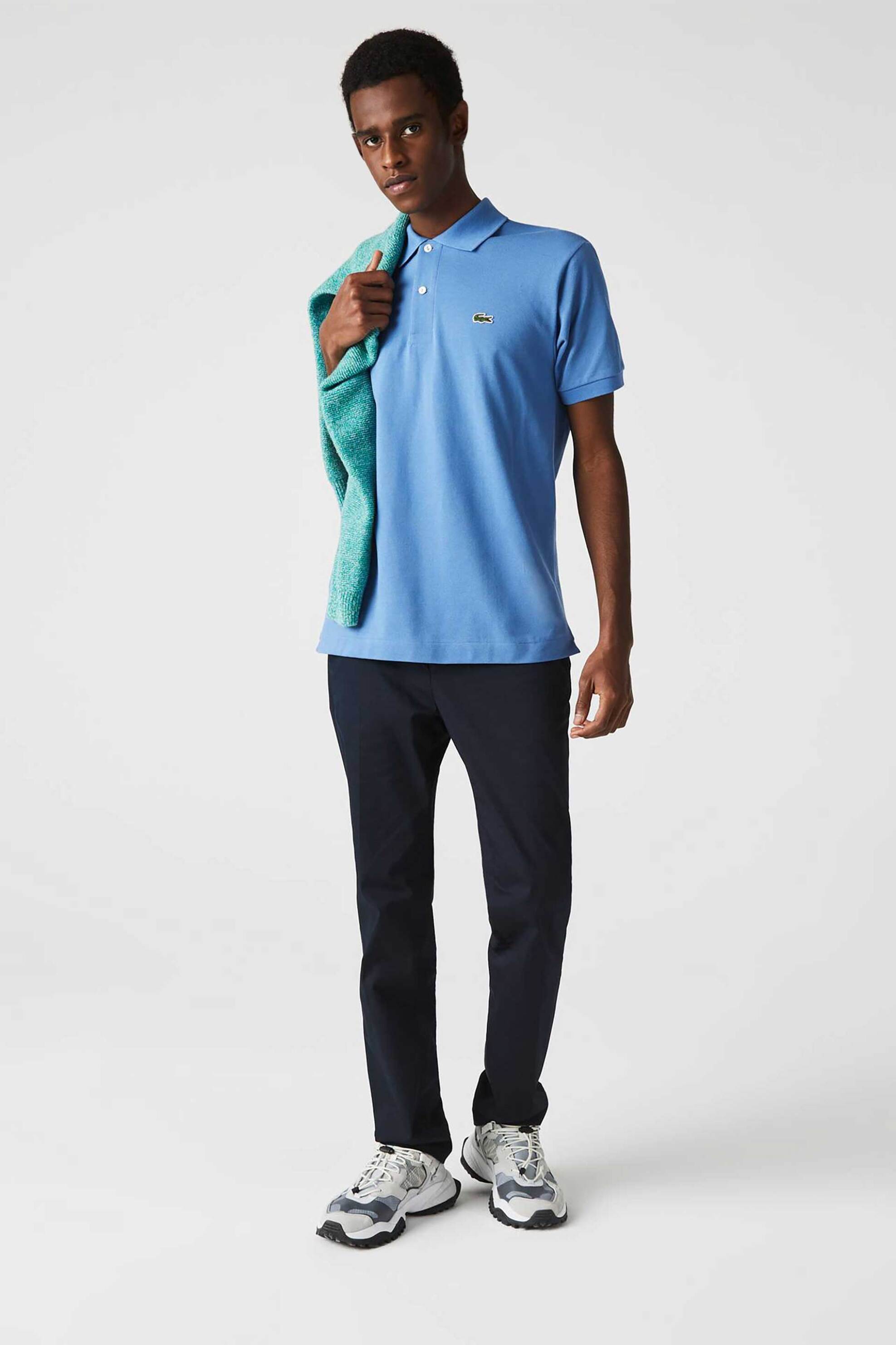 Lacoste ανδρική μπλούζα πόλο πικέ κοντομάνικη με κεντημένο λογότυπο Classic Fit - L1212 Μπλε-Γαλάζιο