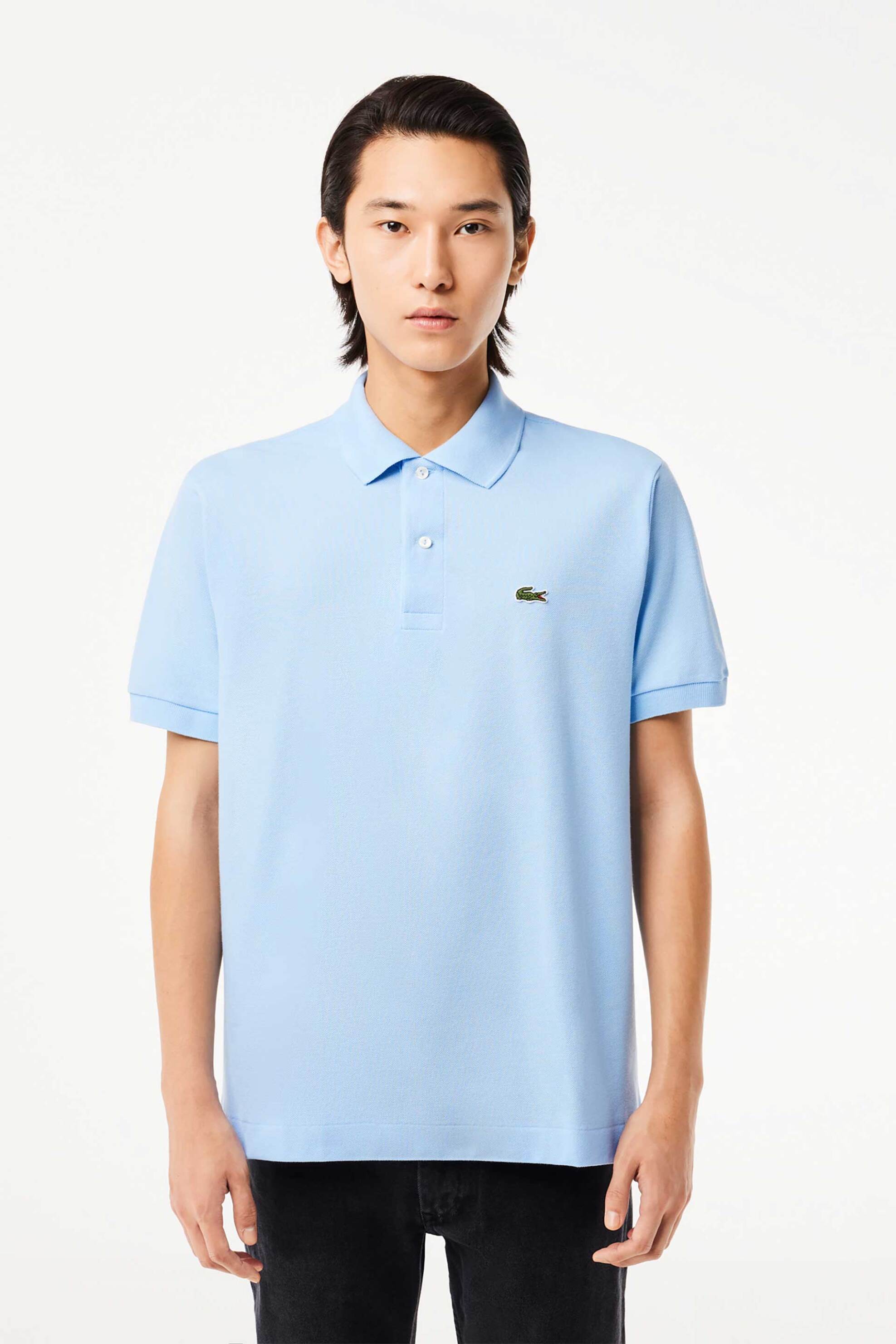 LACOSTE Lacoste ανδρική μπλούζα πόλο πικέ κοντομάνικη με κεντημένο λογότυπο Classic Fit - L1212 Σιελ