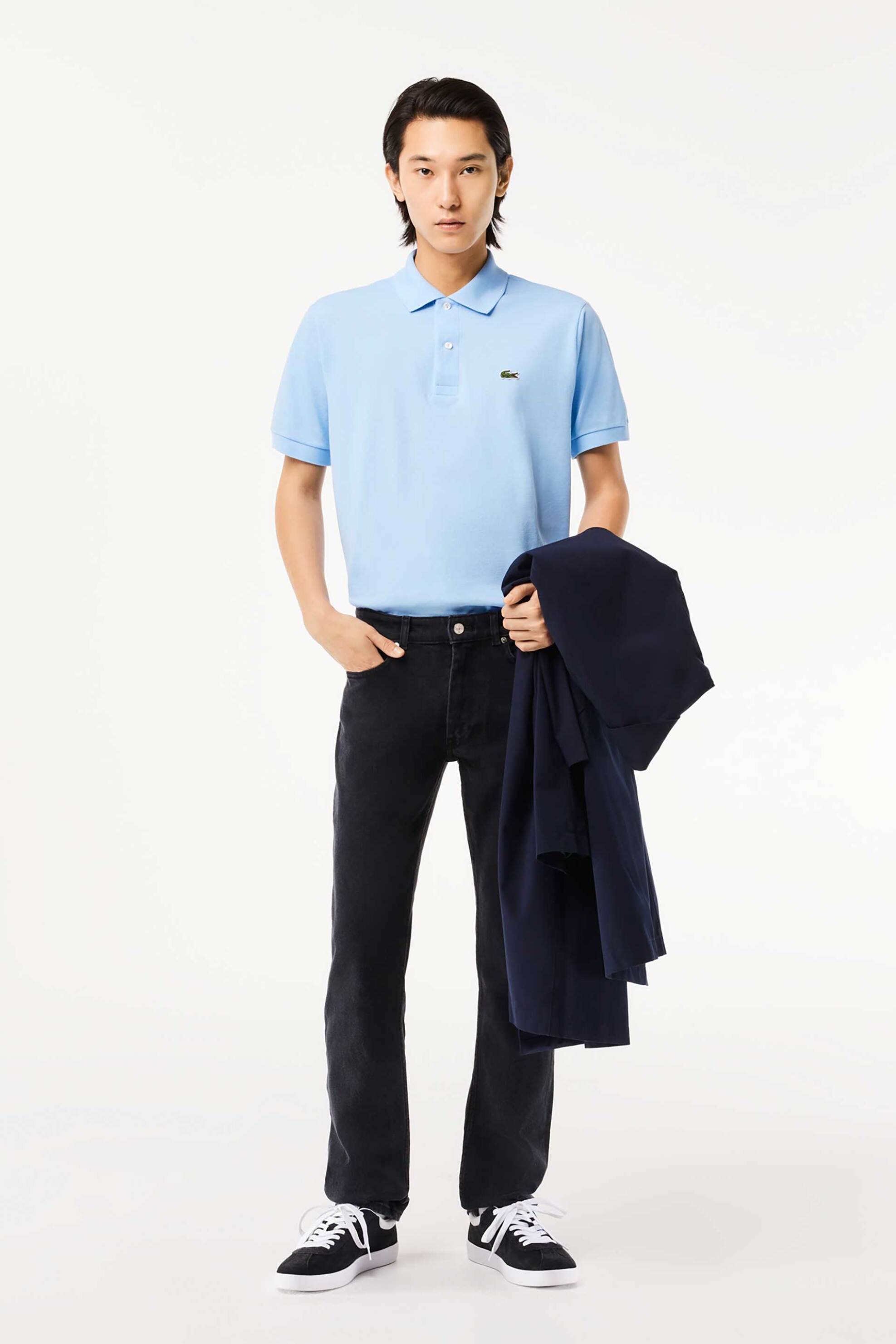 Lacoste ανδρική μπλούζα πόλο πικέ κοντομάνικη με κεντημένο λογότυπο Classic Fit - L1212 Σιελ φωτογραφία