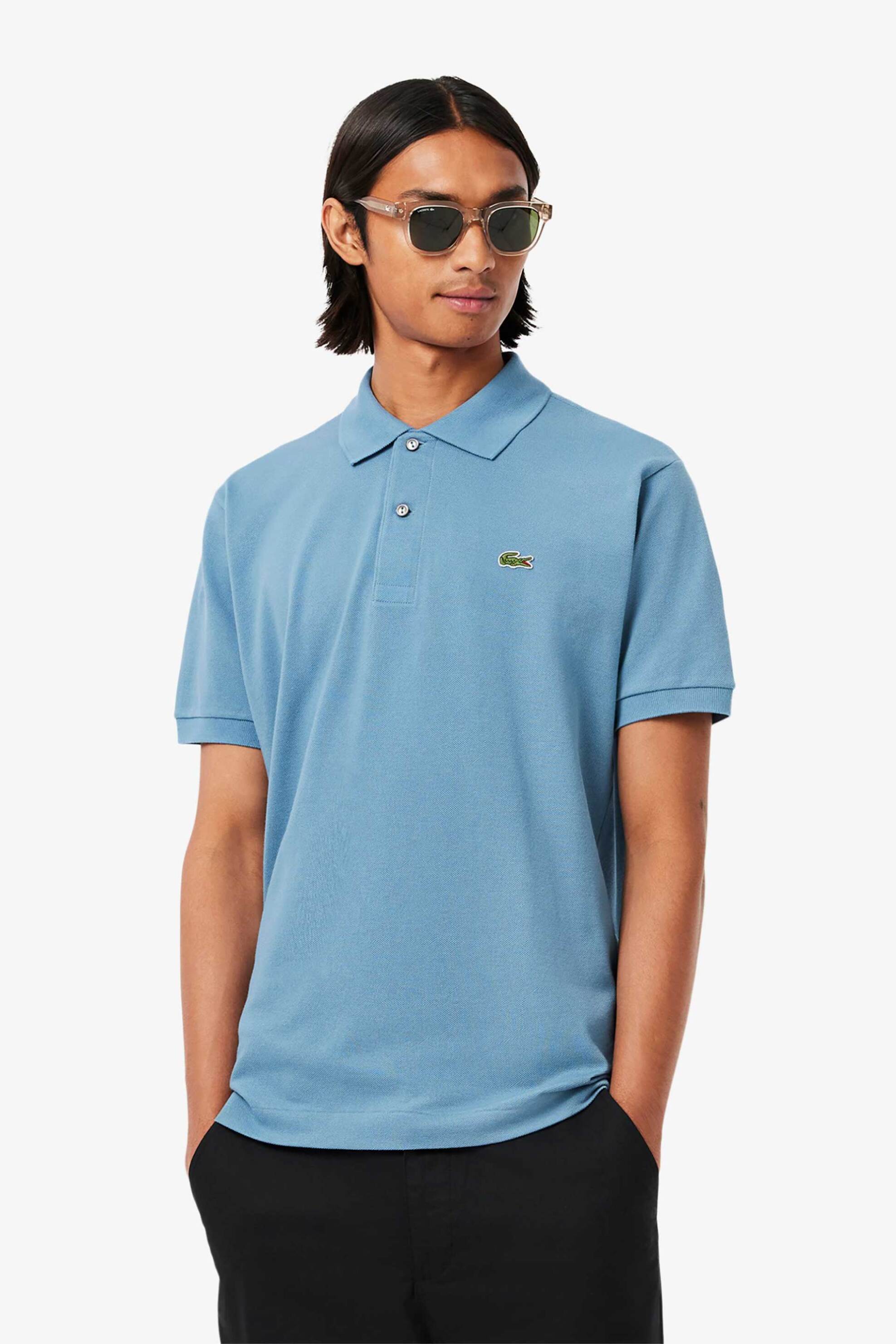 Lacoste ανδρική μπλούζα πόλο πικέ κοντομάνικη με κεντημένο λογότυπο Classic Fit - L1212 Μπλε Steel