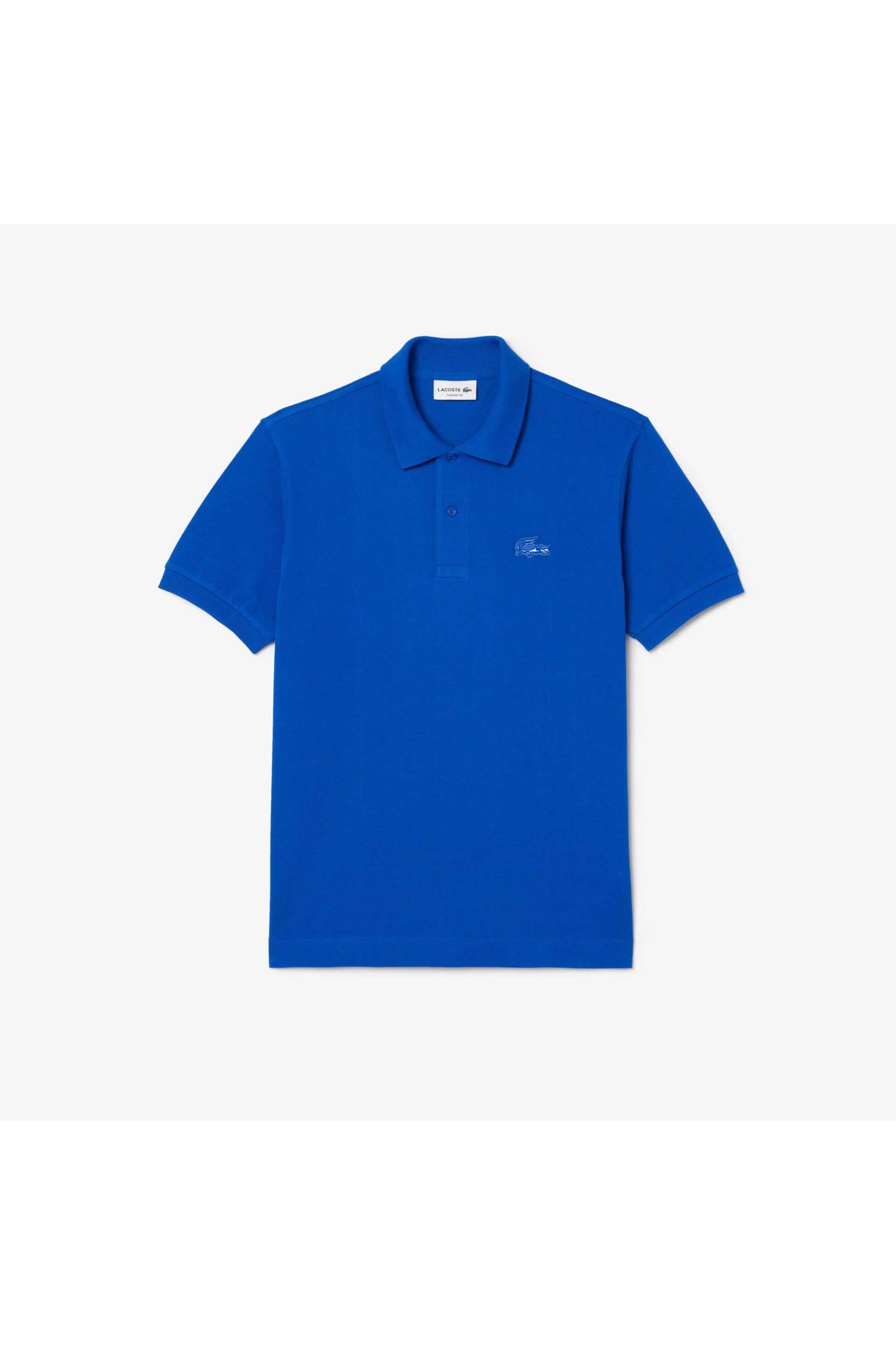 Lacoste Ανδρική Μπλούζα Πόλο Πικέ Κοντομάνικη με Κεντημένο Λογότυπο Classic Fit - L1212 Μπλε Neon