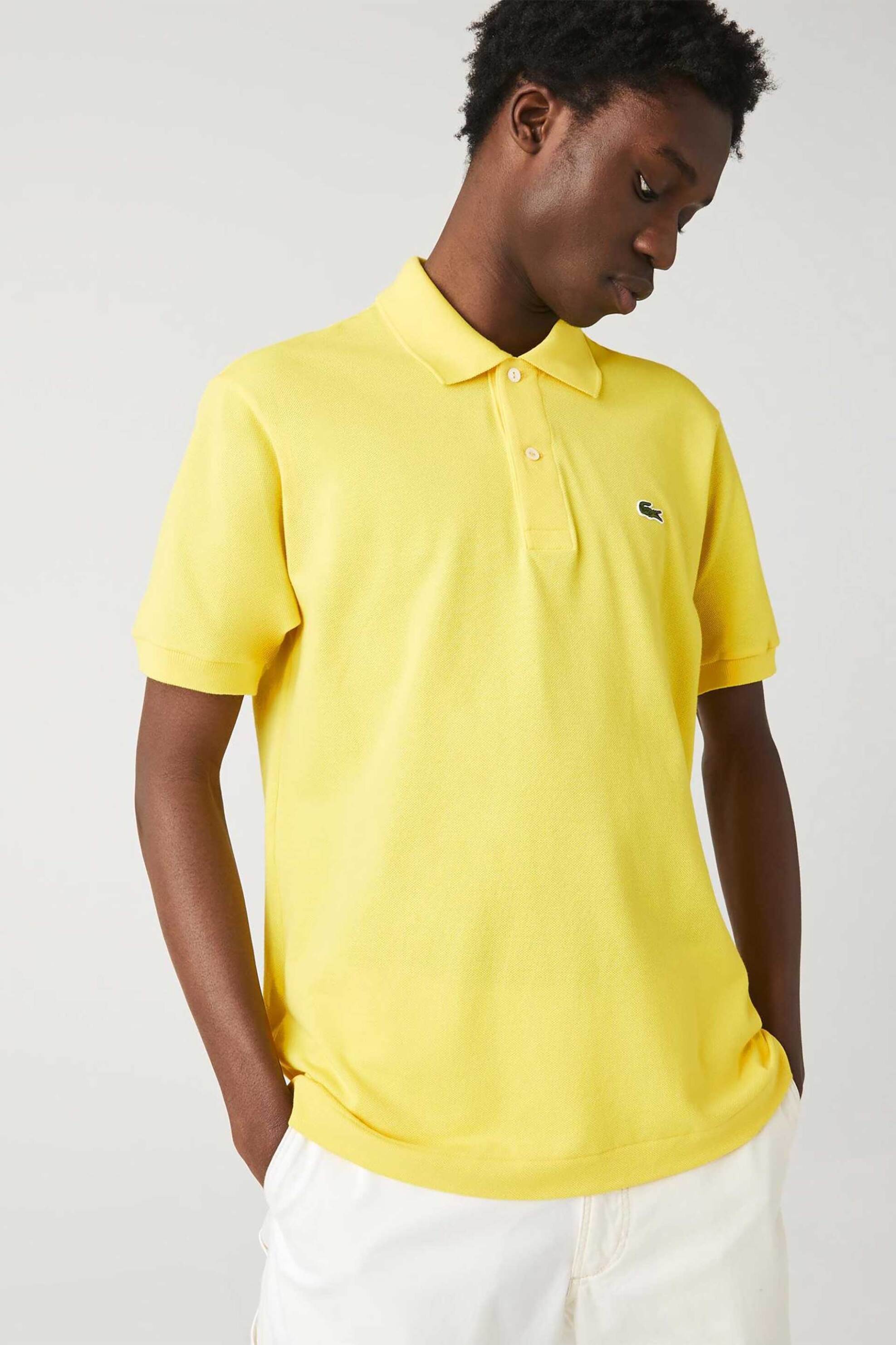 Lacoste ανδρική μπλούζα πόλο πικέ κοντομάνικη με κεντημένο λογότυπο Classic Fit - L1212 Κίτρινο