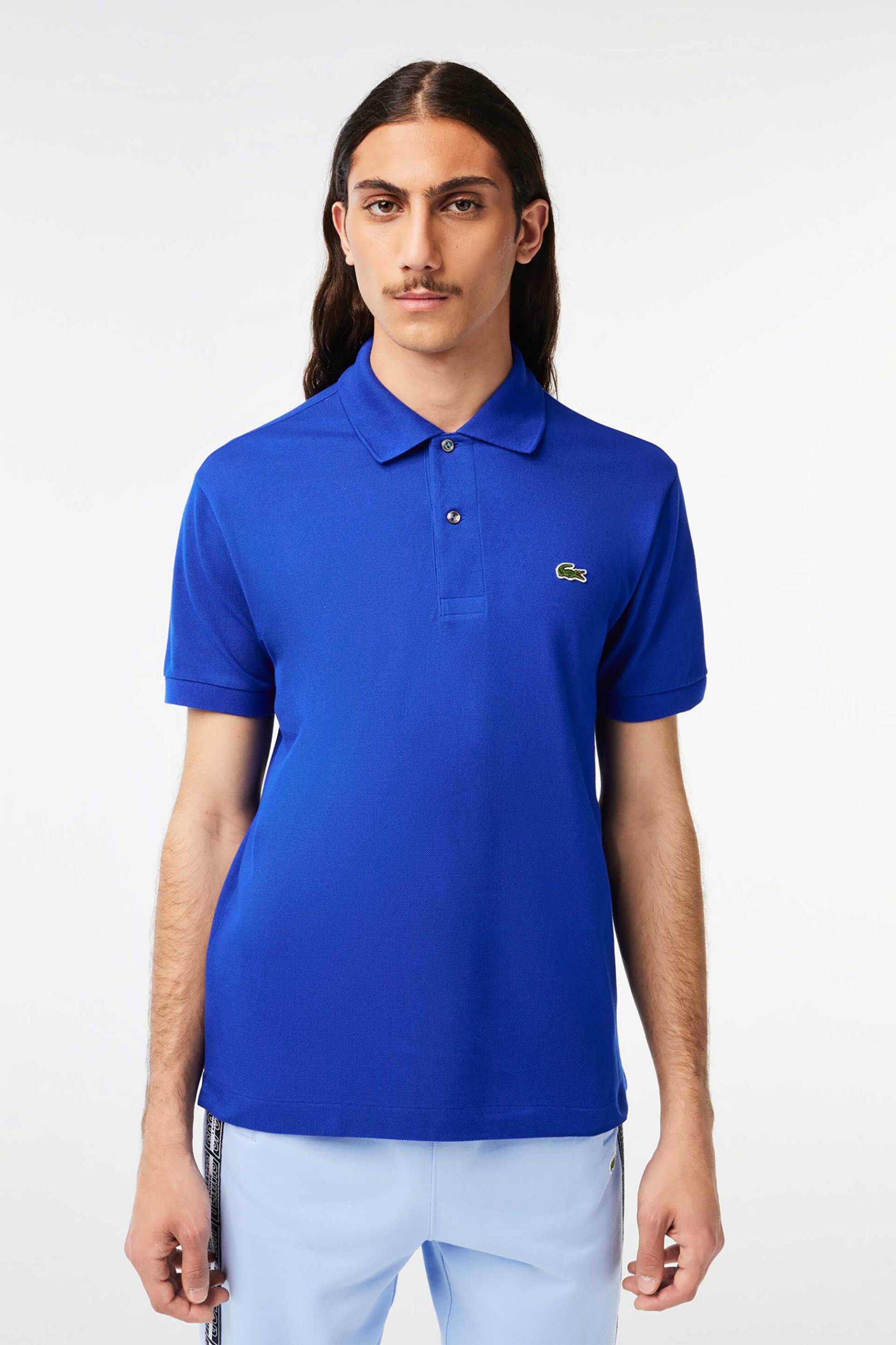 Lacoste ανδρική μπλούζα πόλο πικέ κοντομάνικη με κεντημένο λογότυπο Classic Fit - L1212 Μπλε Ηλεκτρίκ