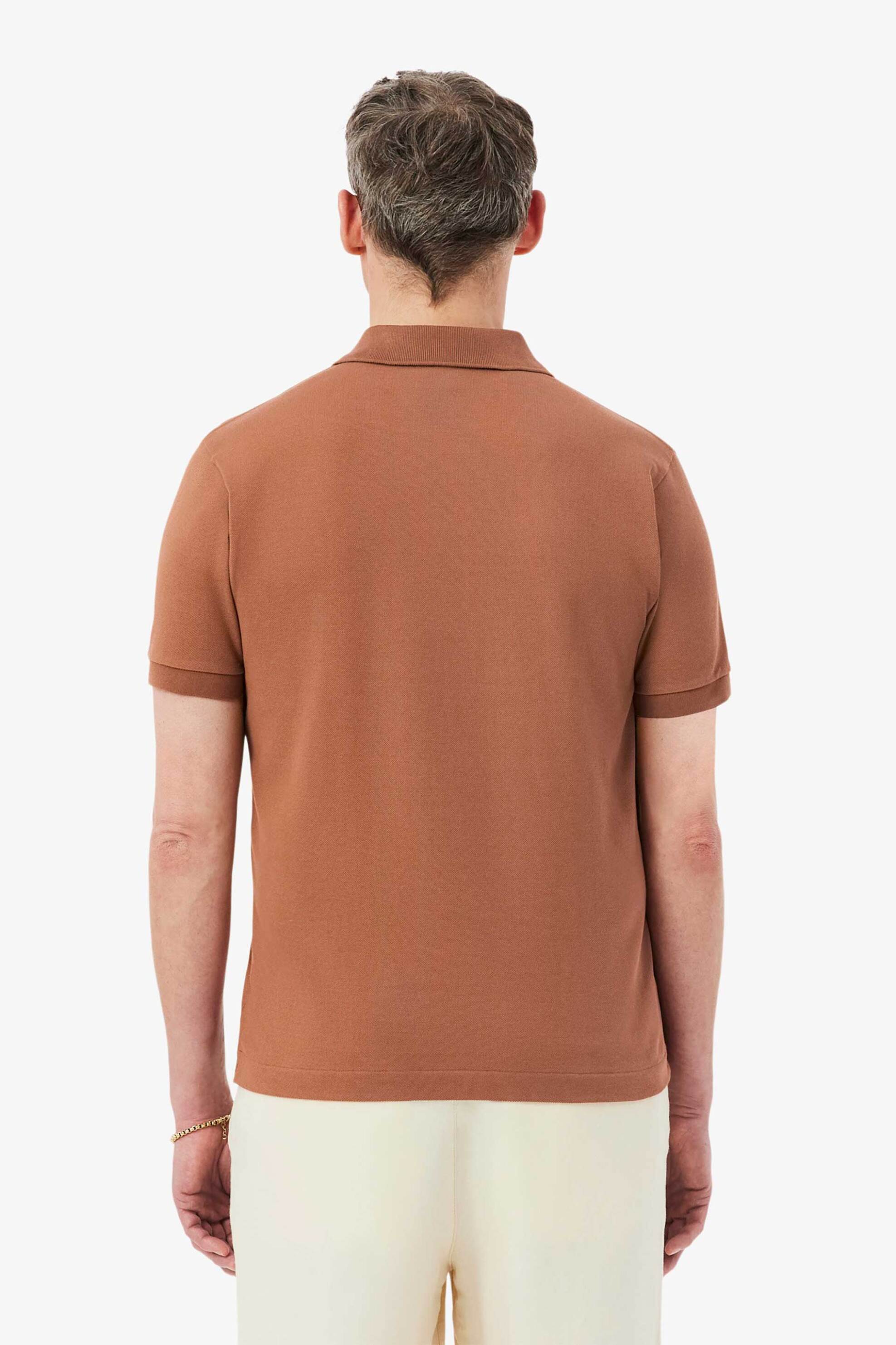 Lacoste Ανδρική Μπλούζα Πόλο Πικέ Κοντομάνικη με Κεντημένο Λογότυπο Classic Fit - L1212 Καφέ Cinnamon