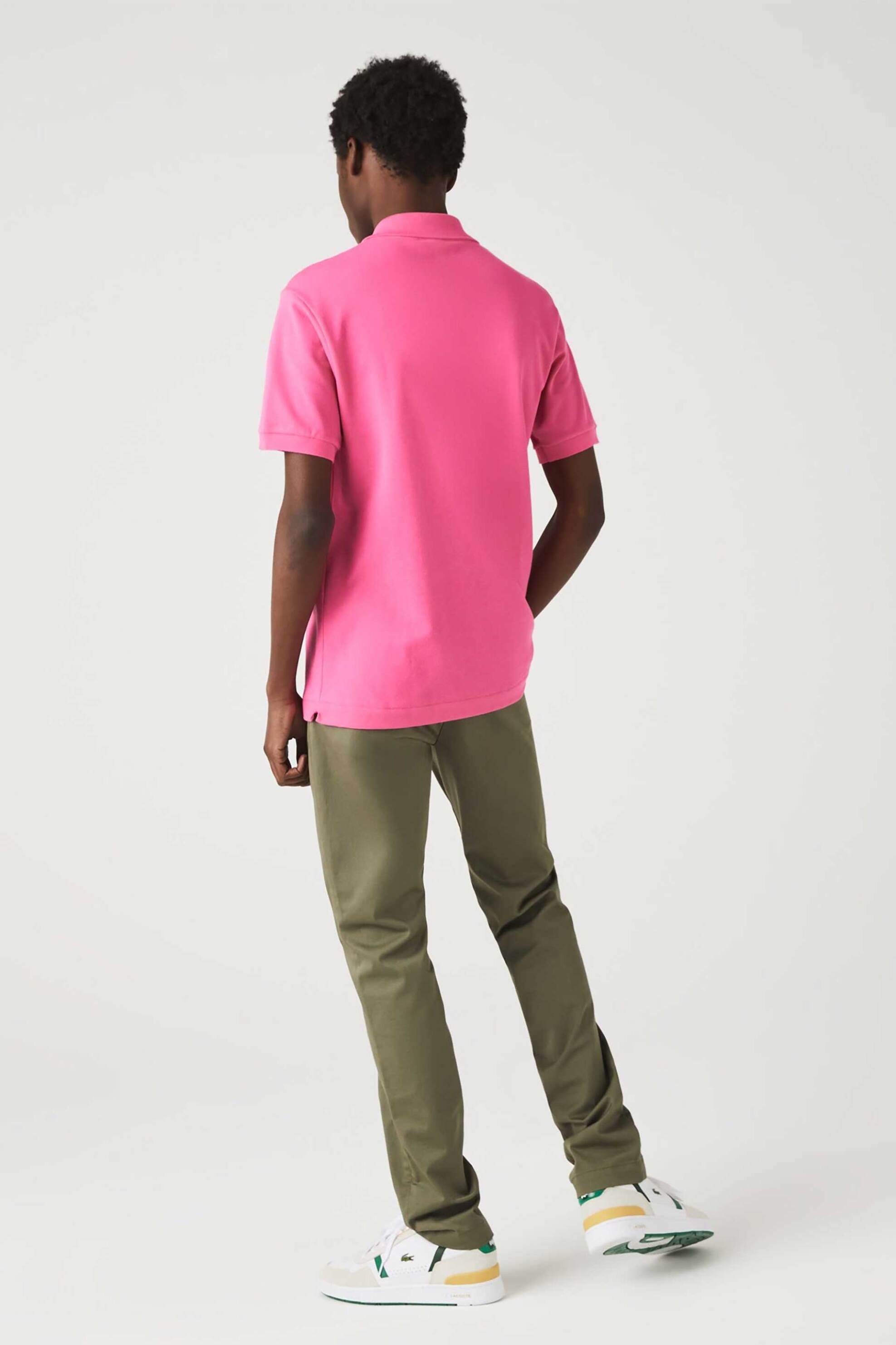 Lacoste Ανδρική Μπλούζα Πόλο Πικέ Κοντομάνικη με Κεντημένο Λογότυπο Classic Fit - L1212 Ροζ Persian