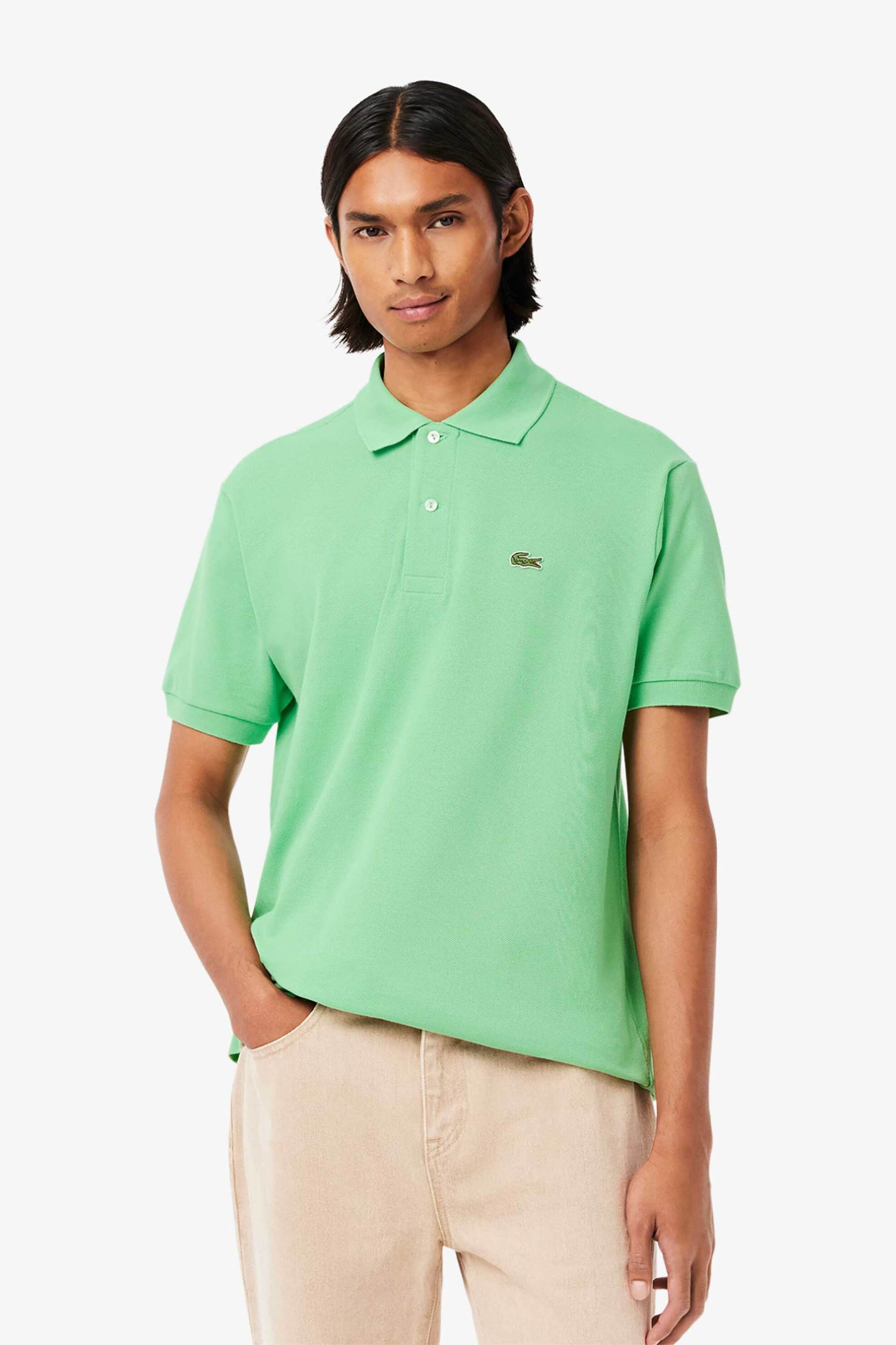 Lacoste ανδρική μπλούζα πόλο πικέ κοντομάνικη με κεντημένο λογότυπο Classic Fit - L1212 Πράσινο Ανοιχτό
