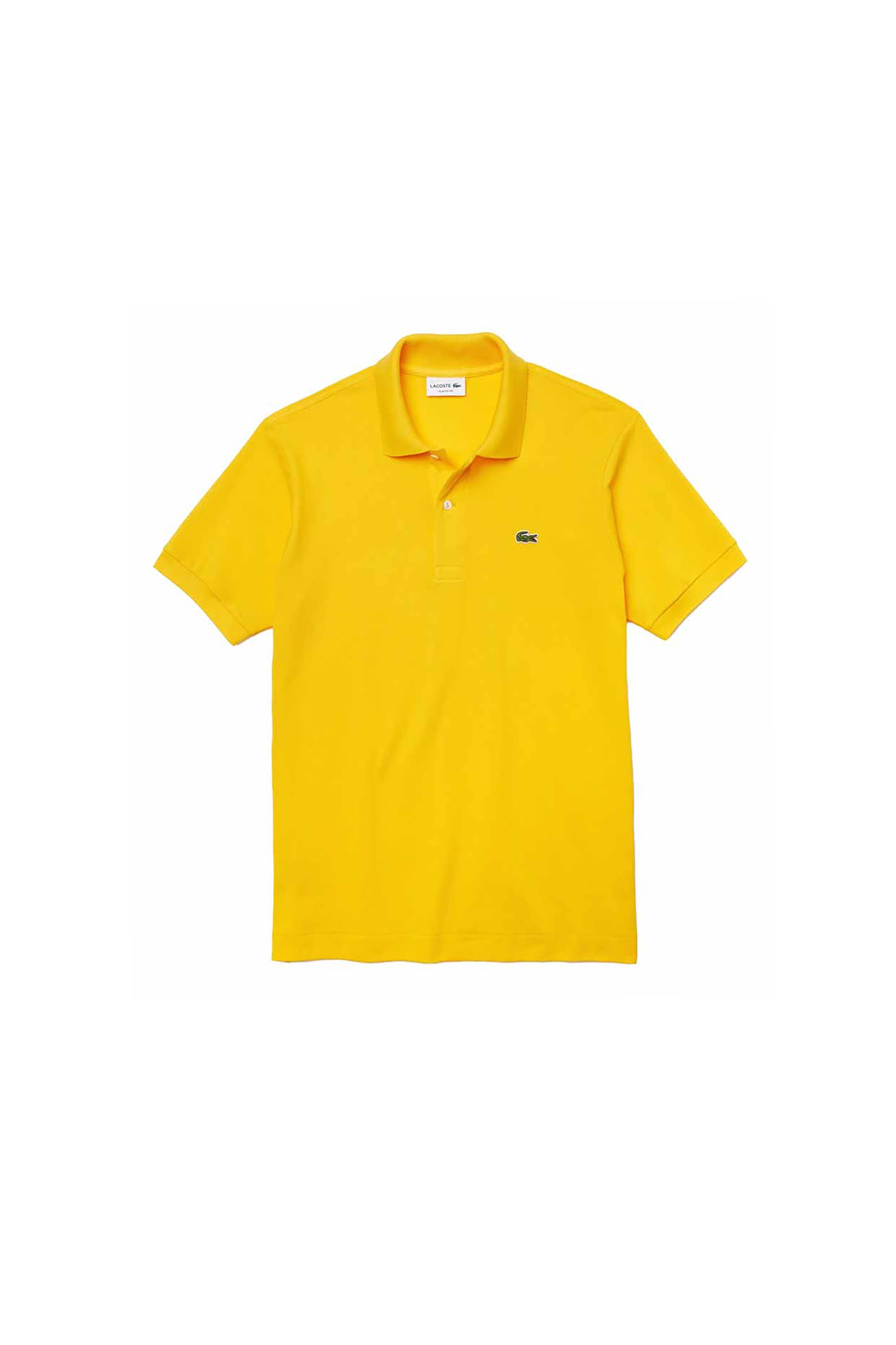 Lacoste Ανδρική Μπλούζα Πόλο Πικέ Κοντομάνικη με Κεντημένο Λογότυπο Classic Fit - L1212 Κίτρινο Καναρινί