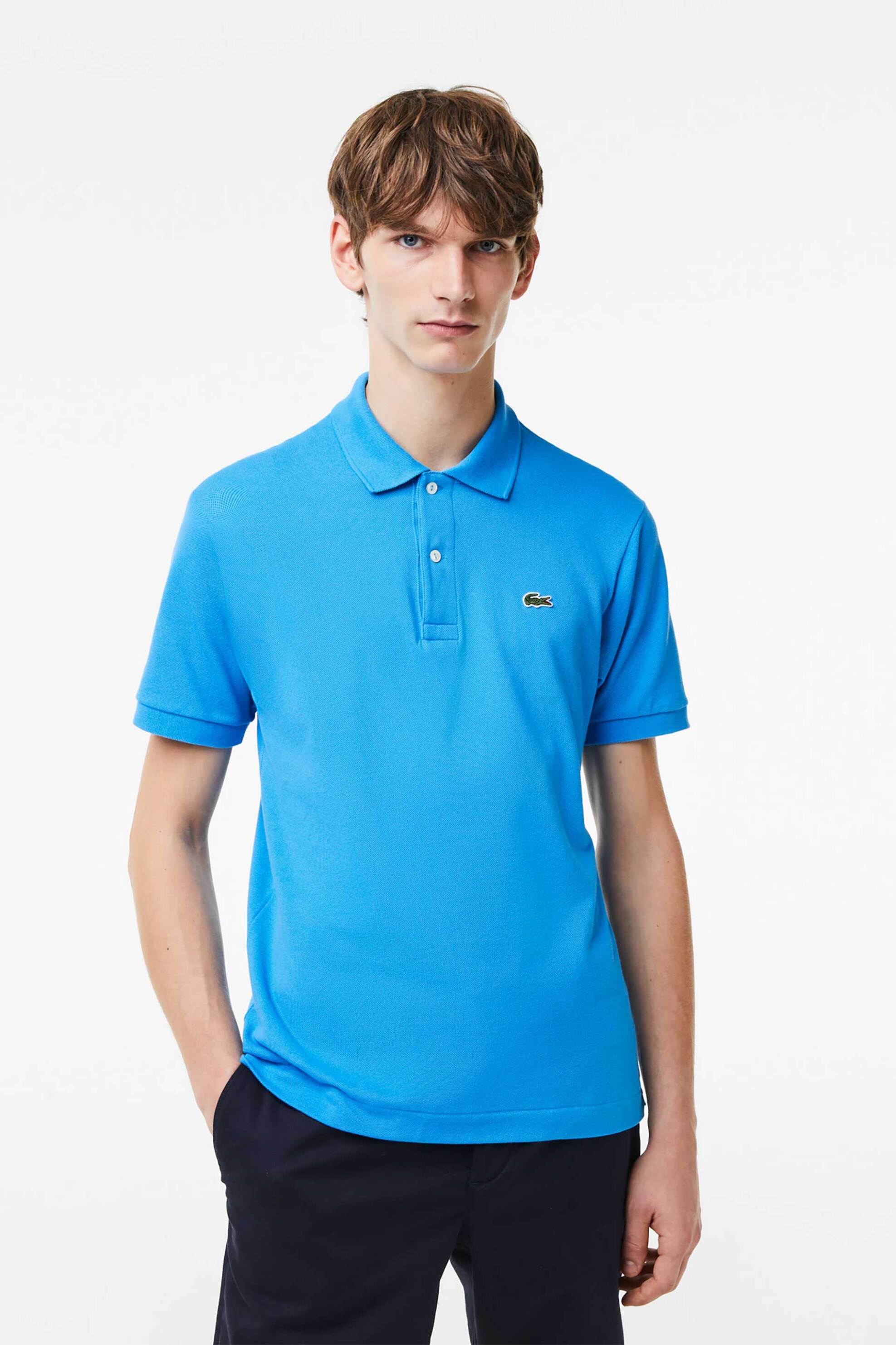 Lacoste ανδρική μπλούζα πόλο πικέ κοντομάνικη με κεντημένο λογότυπο Classic Fit - L1212 Μπλε Cornflower