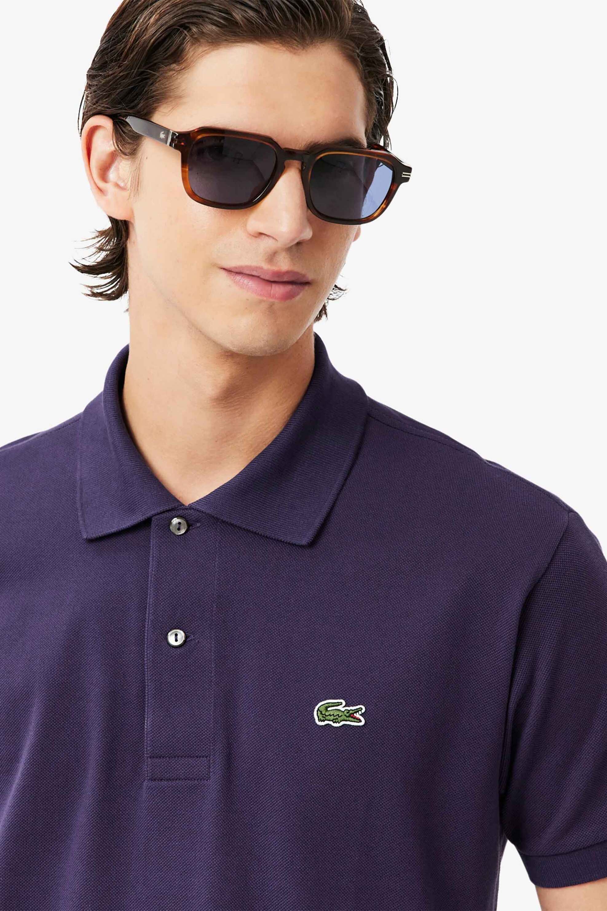 Lacoste ανδρική μπλούζα πόλο πικέ κοντομάνικη με κεντημένο λογότυπο Classic Fit - L1212 Μοβ Σκούρο φωτογραφία