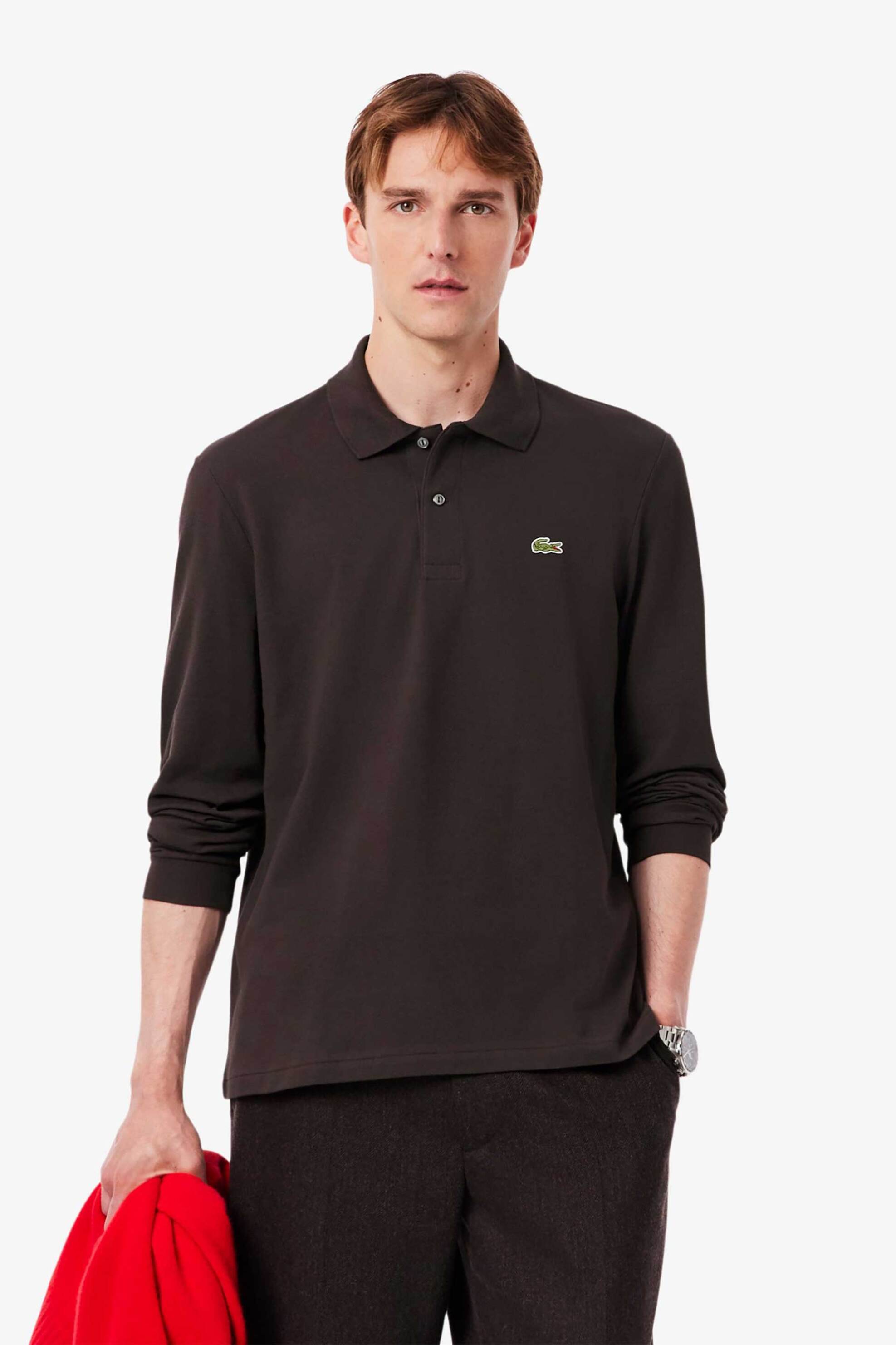 Lacoste ανδρική μπλούζα πόλο πικέ με κεντημένο λογότυπο Classic Fit - L1312 Καφέ