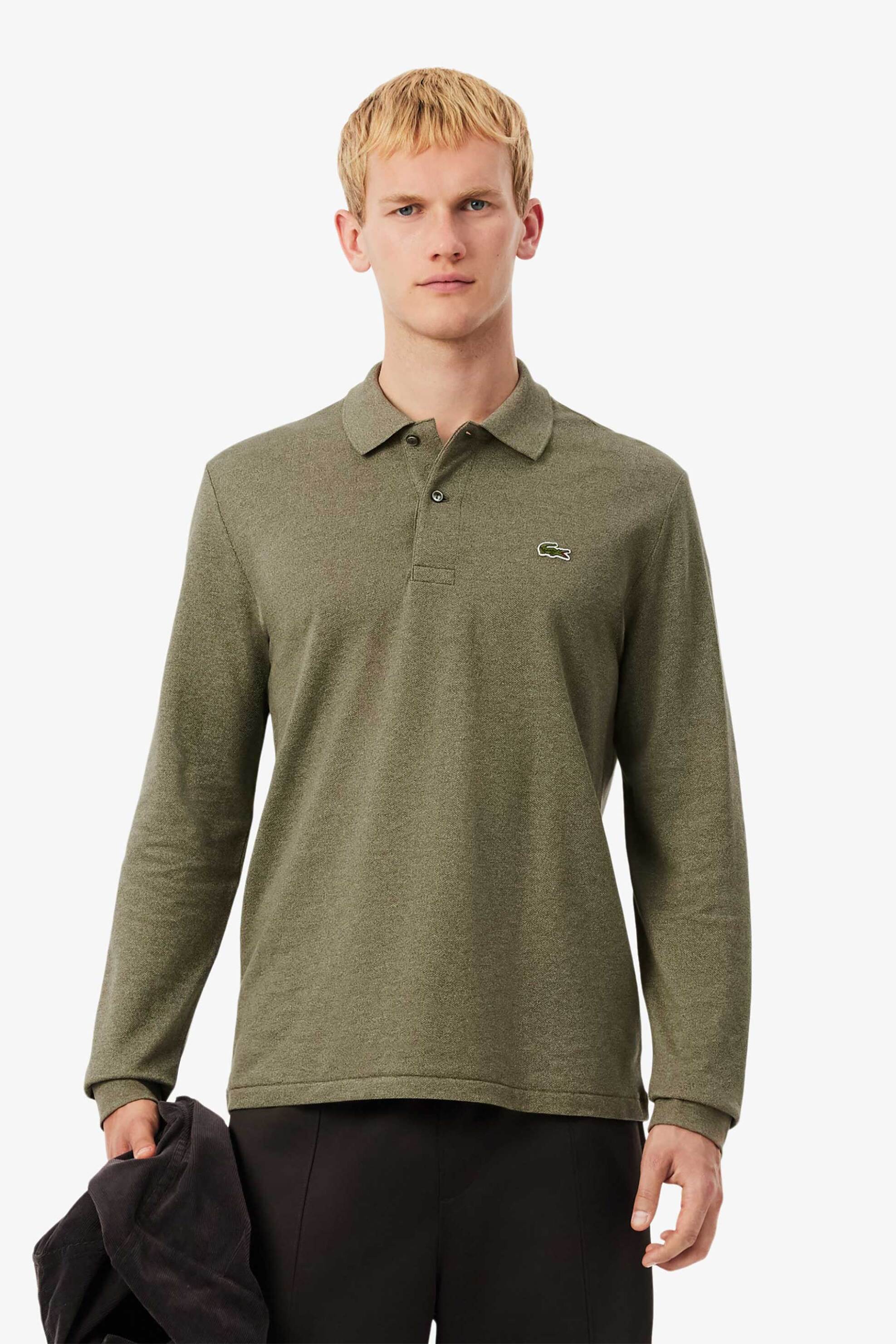 LACOSTE Lacoste ανδρική μπλούζα πόλο πικέ με κεντημένο λογότυπο Classic Fit - L1313 Λαδί