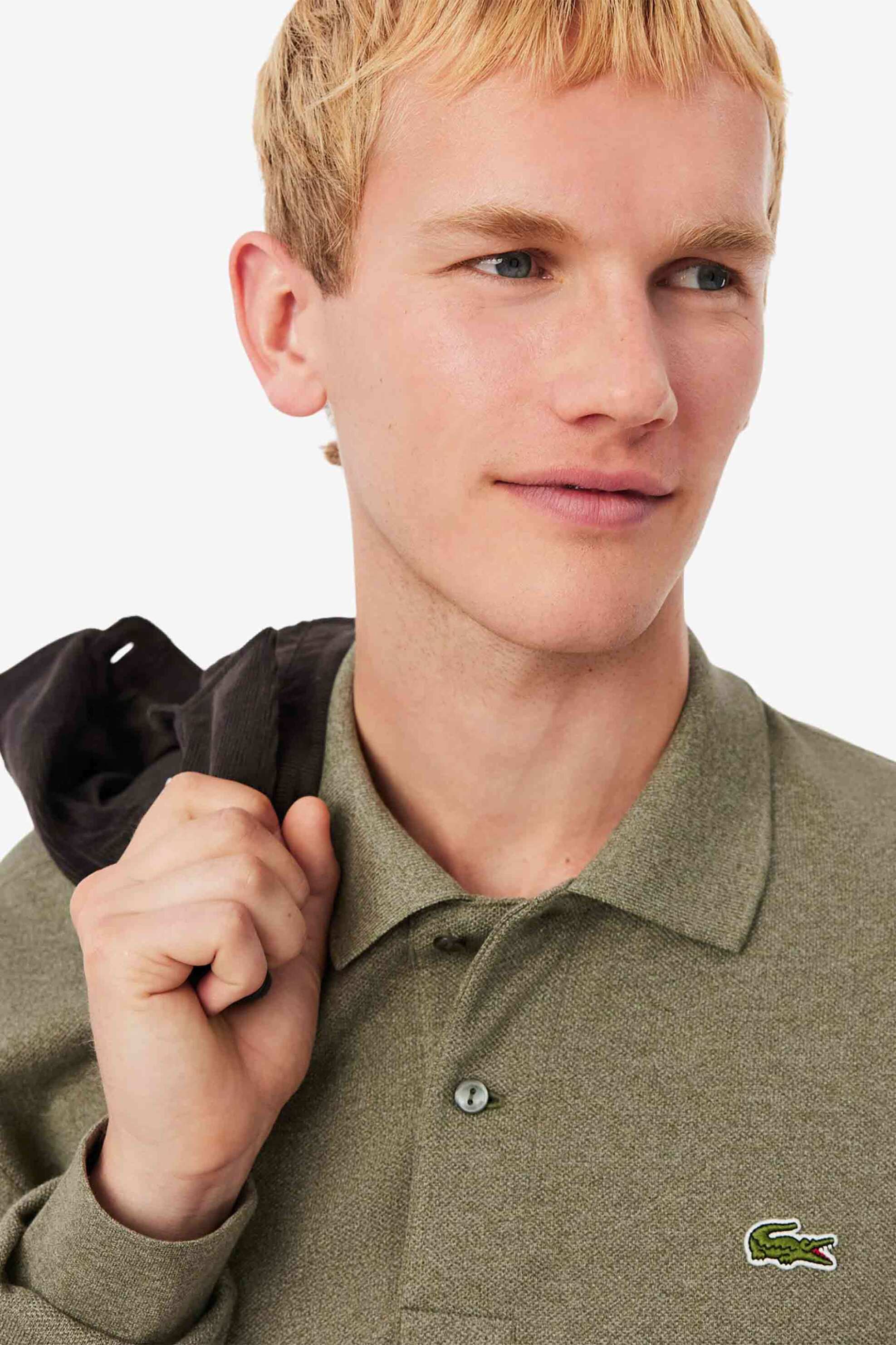 Lacoste ανδρική μπλούζα πόλο πικέ με κεντημένο λογότυπο Classic Fit - L1313 Λαδί φωτογραφία