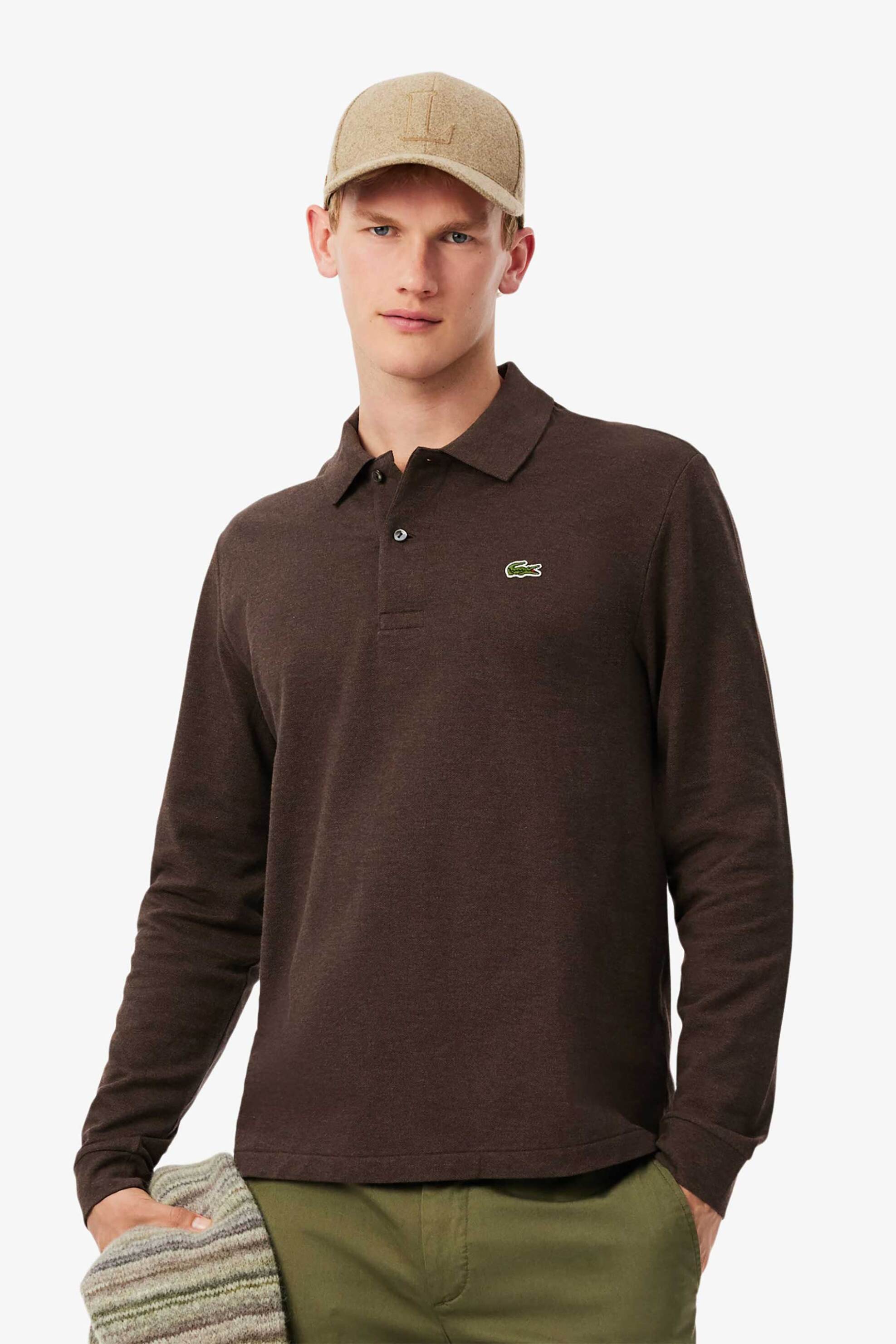 LACOSTE Lacoste ανδρική μπλούζα πόλο πικέ με κεντημένο λογότυπο Classic Fit - L1313 Καφέ