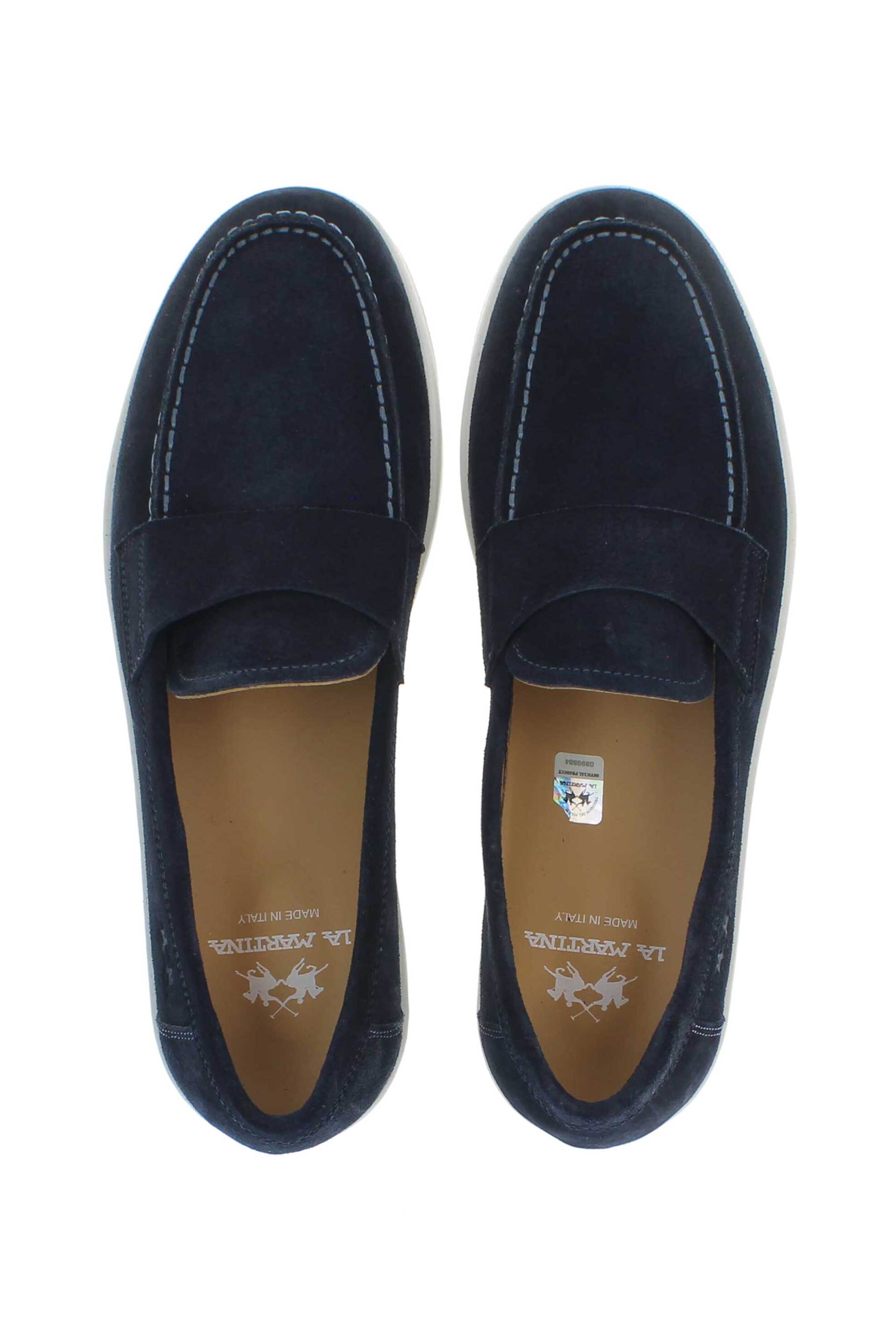 La Martina Ανδρικά Suede Loafers με Λογότυπο - Lfm261101-1Q012 Μπλε Σκούρο