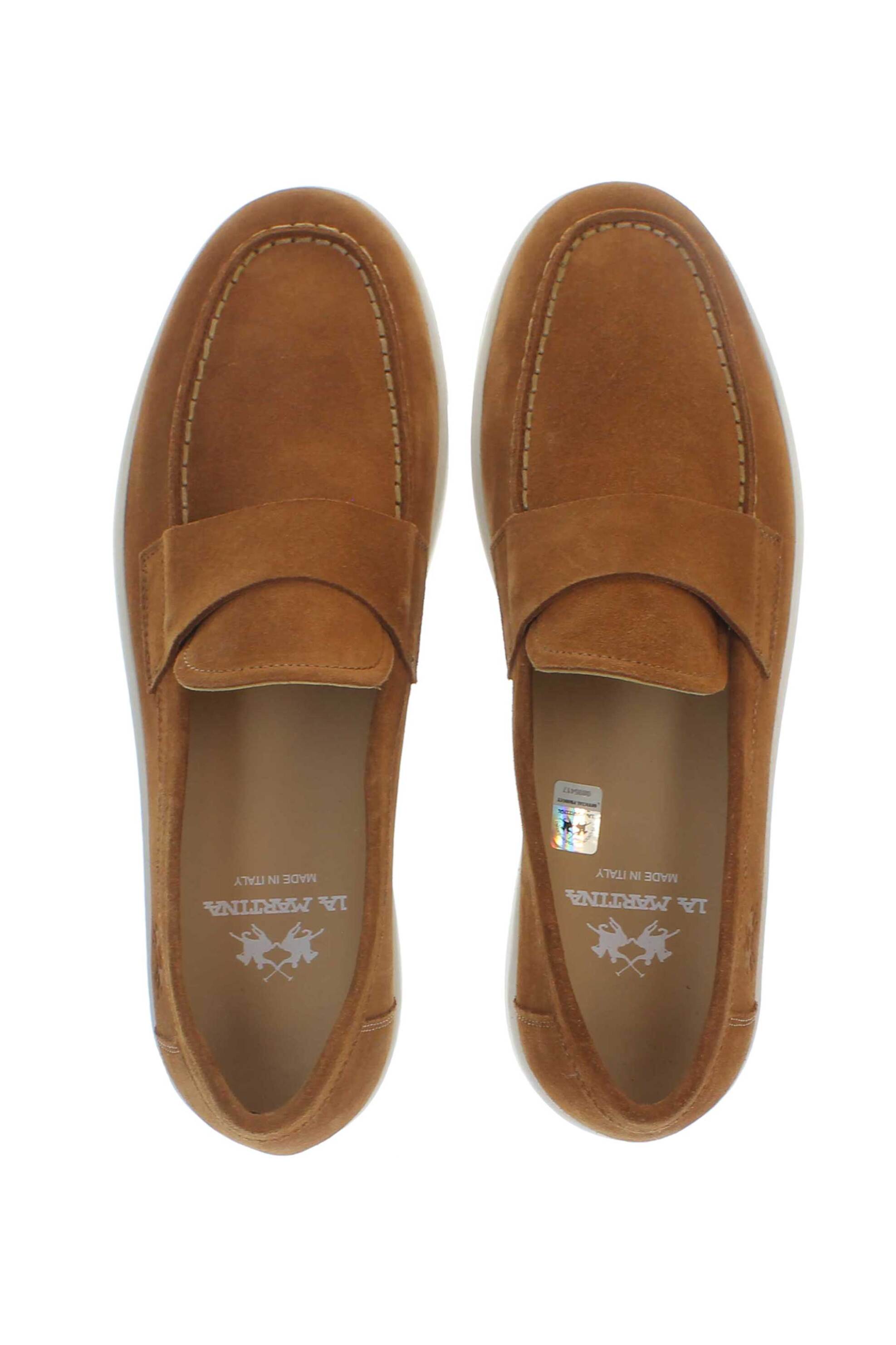 La Martina Ανδρικά Suede Loafers με Λογότυπο - Lfm261101-1Q017 Ταμπά