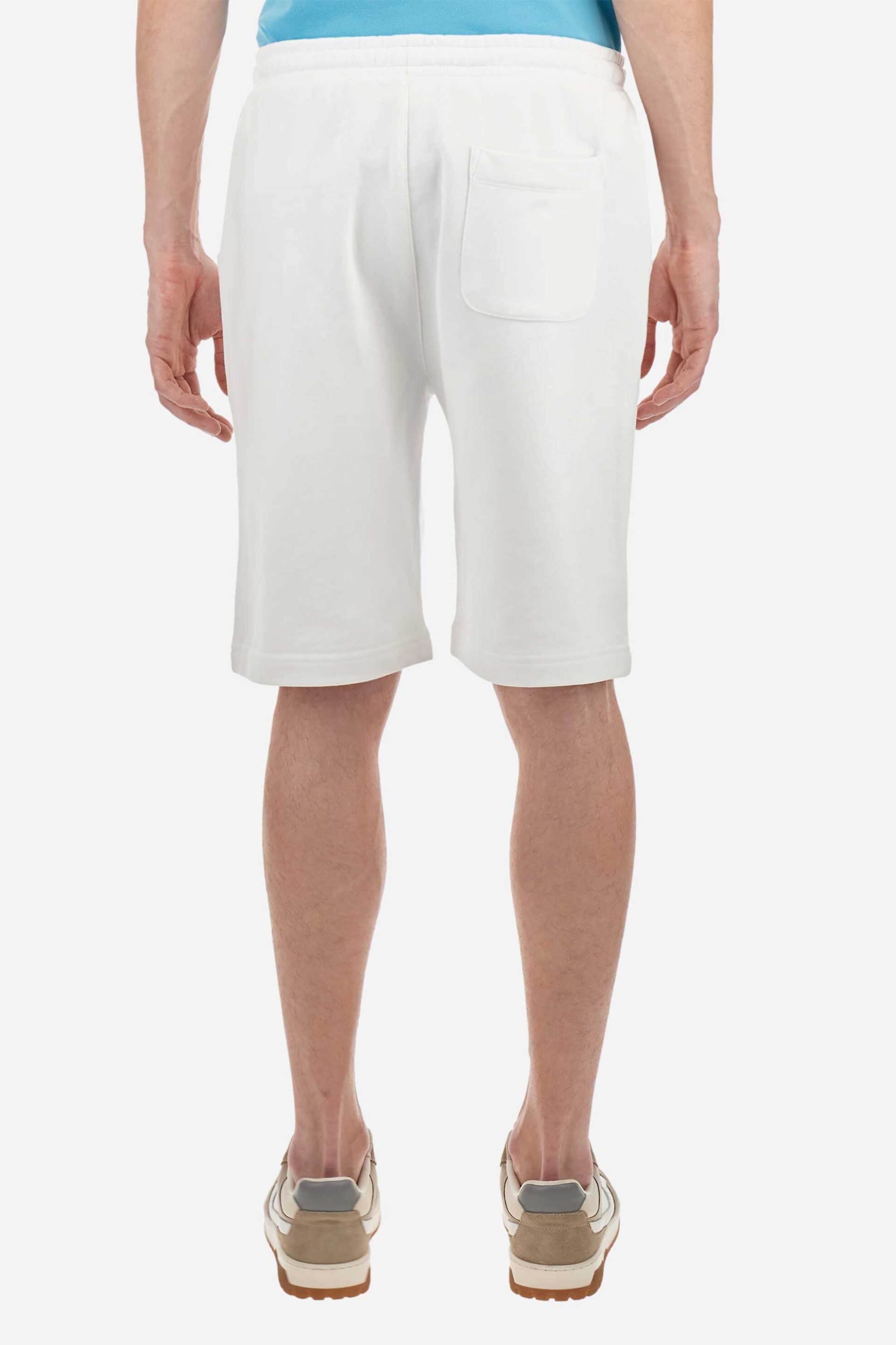 La Martina ανδρική βερμούδα μονόχρωμη με ελαστική μέση και λογότυπο Regular Fit - MAB003-FP580 Λευκό φωτογραφία