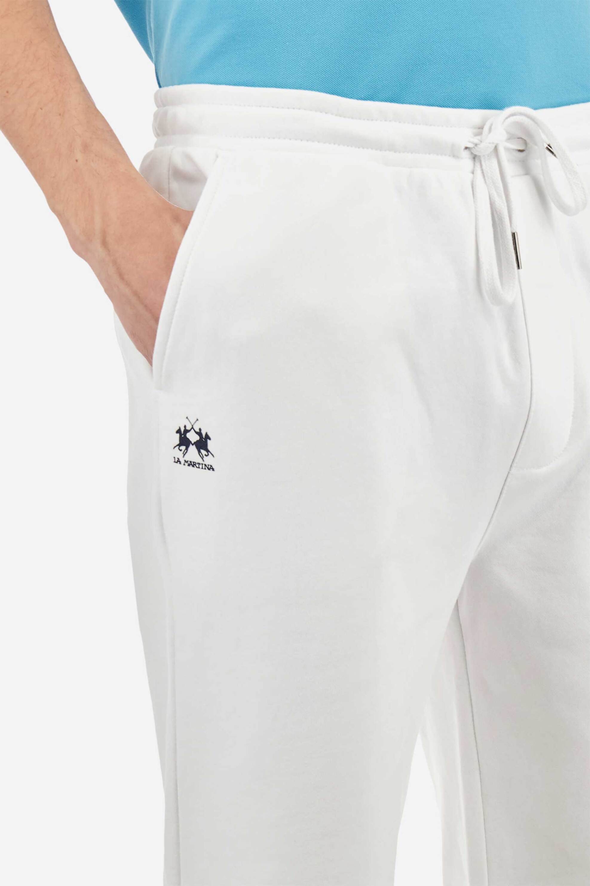 La Martina ανδρική βερμούδα μονόχρωμη με ελαστική μέση και λογότυπο Regular Fit - MAB003-FP580 Λευκό φωτογραφία