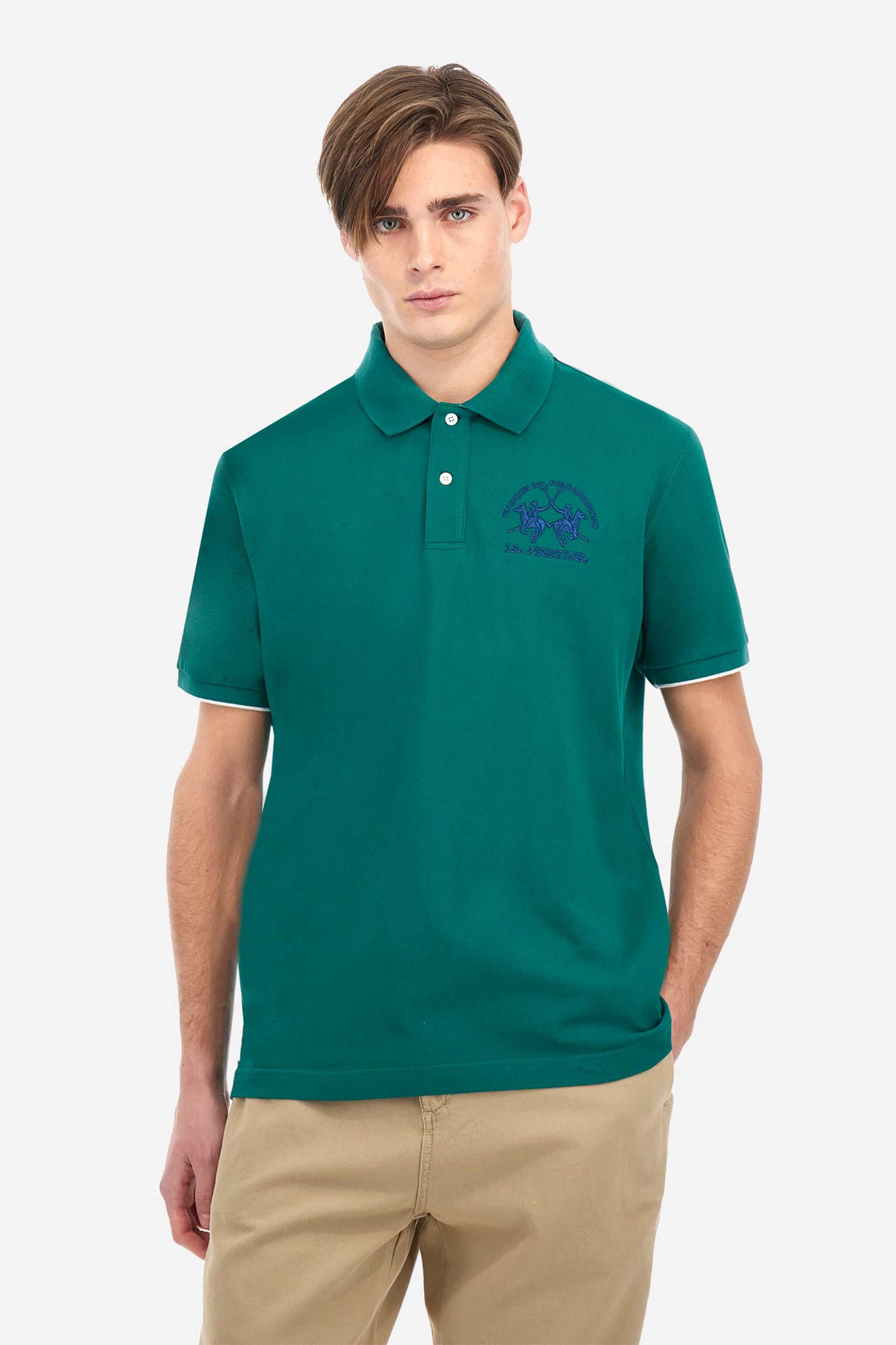 La Martina ανδρική μπλούζα πόλο κοντομάνικη με κεντημένο λογότυπο Regular Fit - MAP001-PK001 Πράσινο