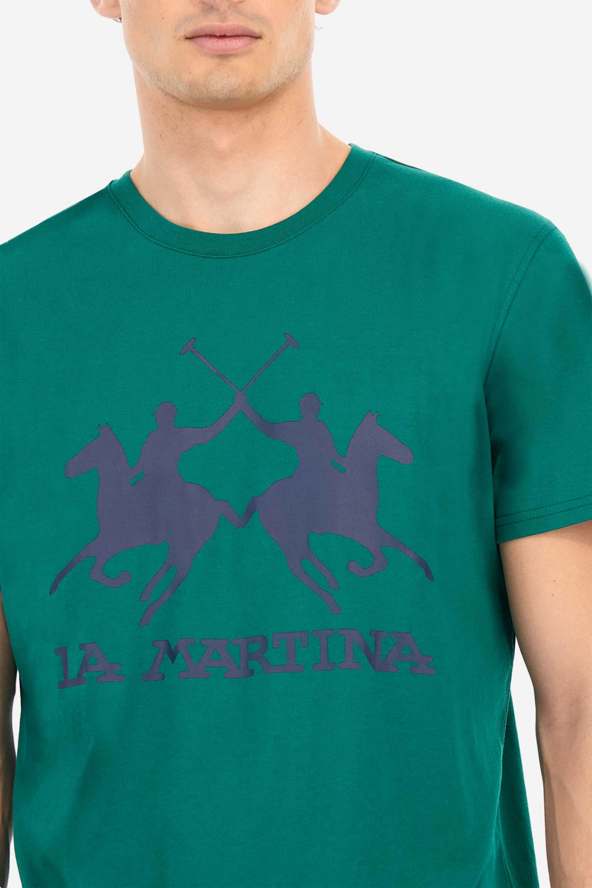 La Martina ανδρικό T-shirt με logo print Regular Fit - MAR001-JS206 Πράσινο φωτογραφία