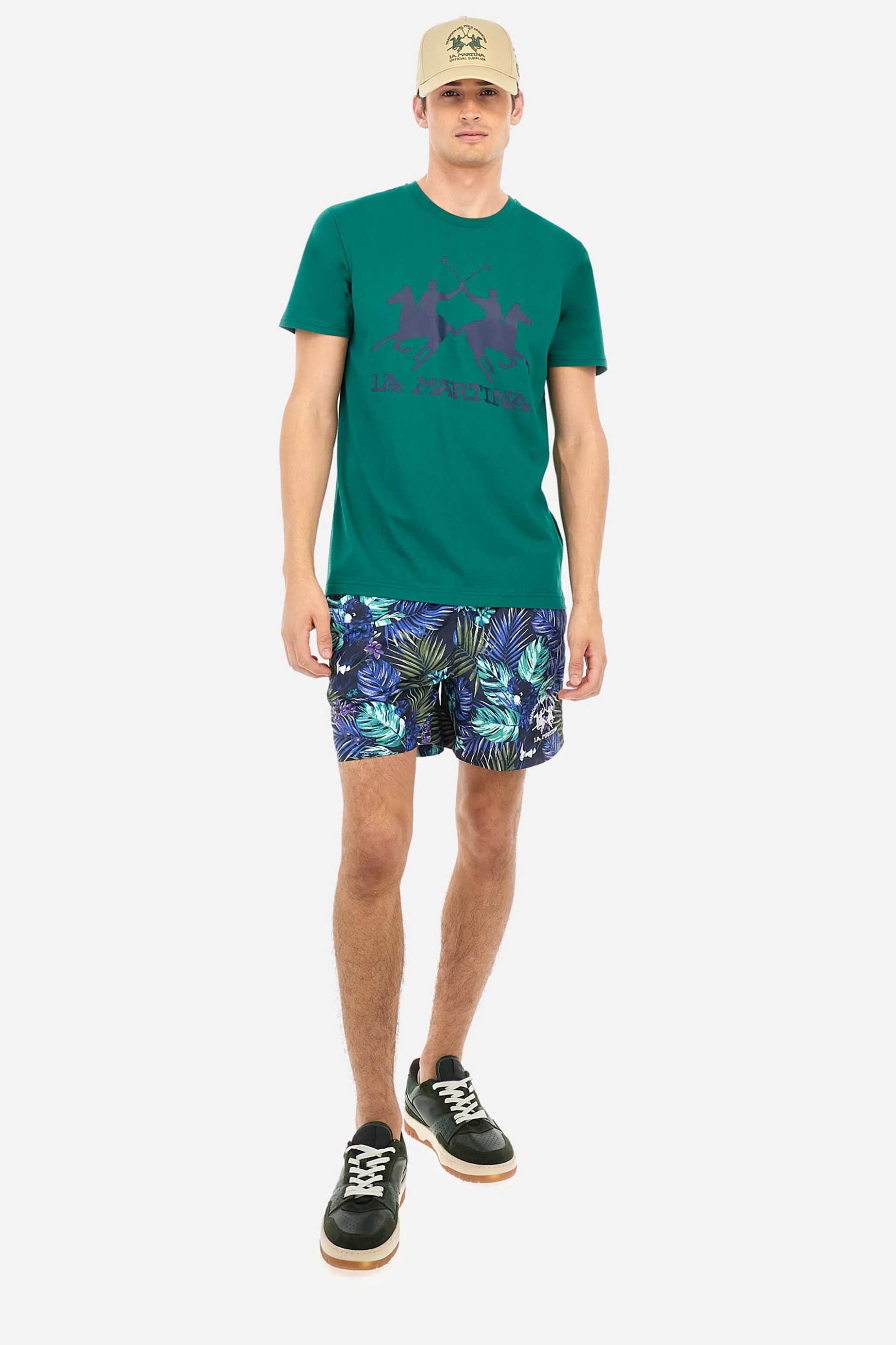 La Martina ανδρικό T-shirt με logo print Regular Fit - MAR001-JS206 Πράσινο φωτογραφία