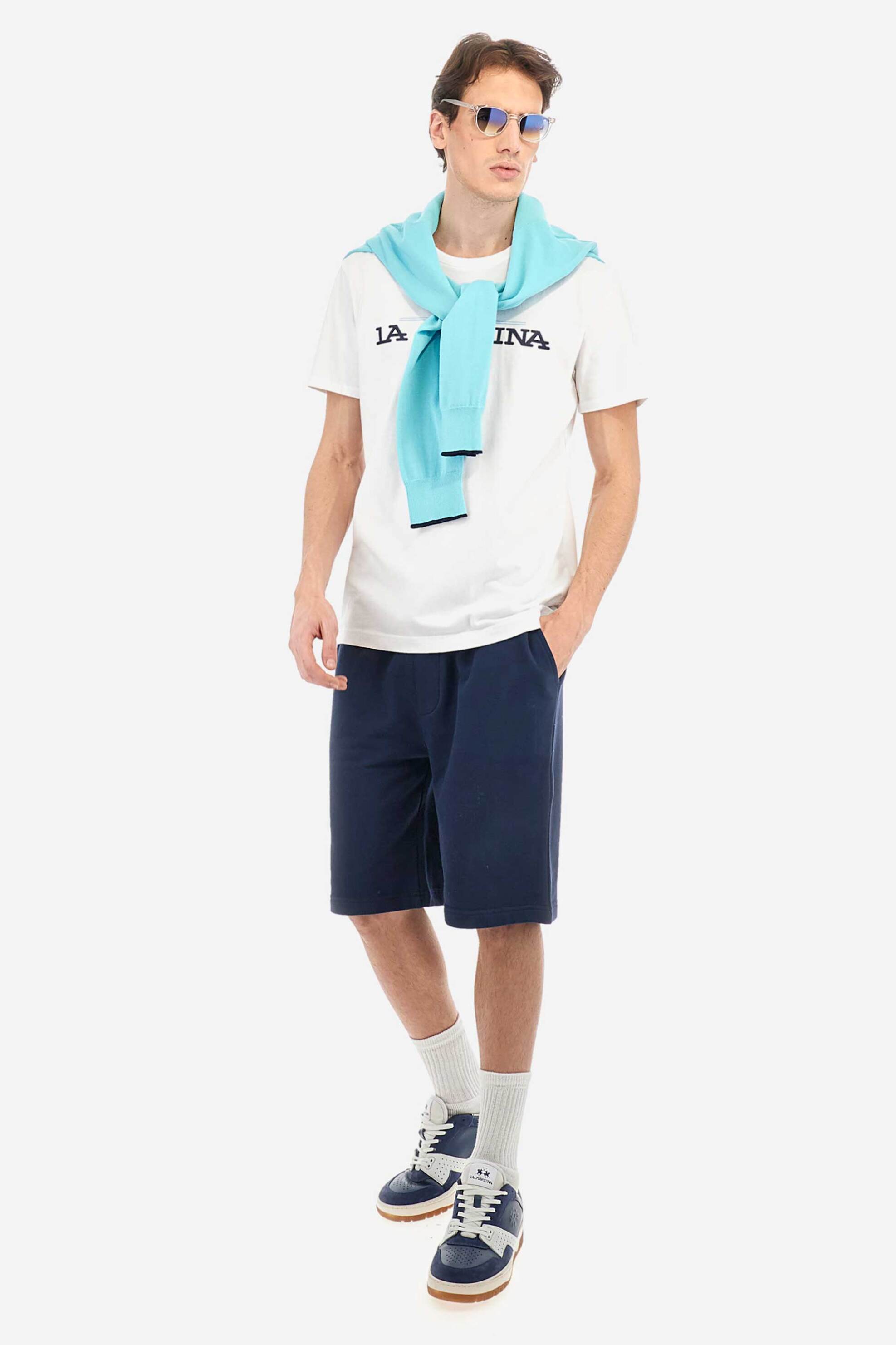 La Martina ανδρικό T-shirt με logo print Regular Fit - MAR304-JS206 Λευκό φωτογραφία