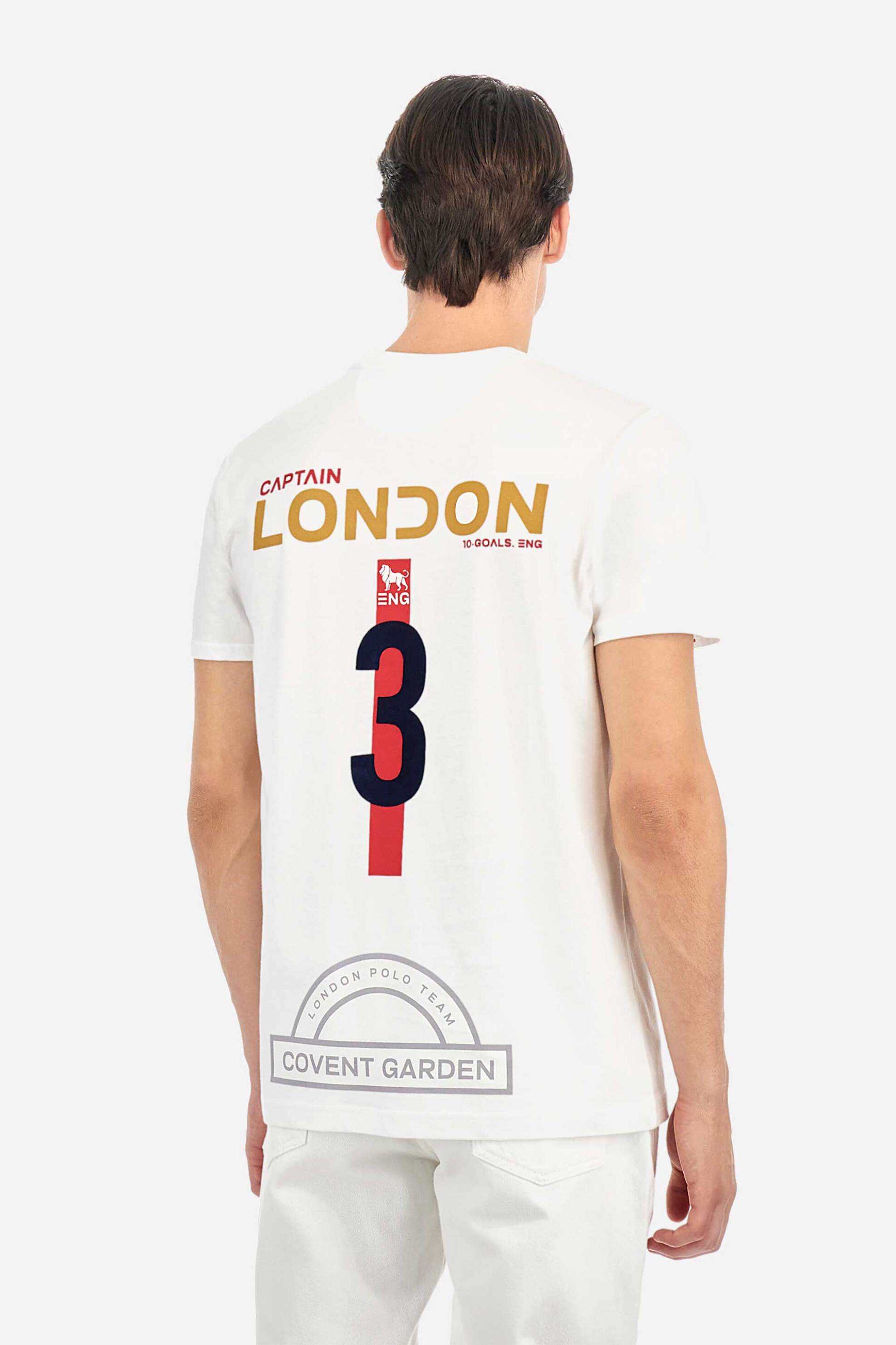 La Martina Ανδρικό T-Shirt με Lettering Στο Στήθος Και Πίσω Μέρος Regular Fit - Mar600-Js206 Λευκό