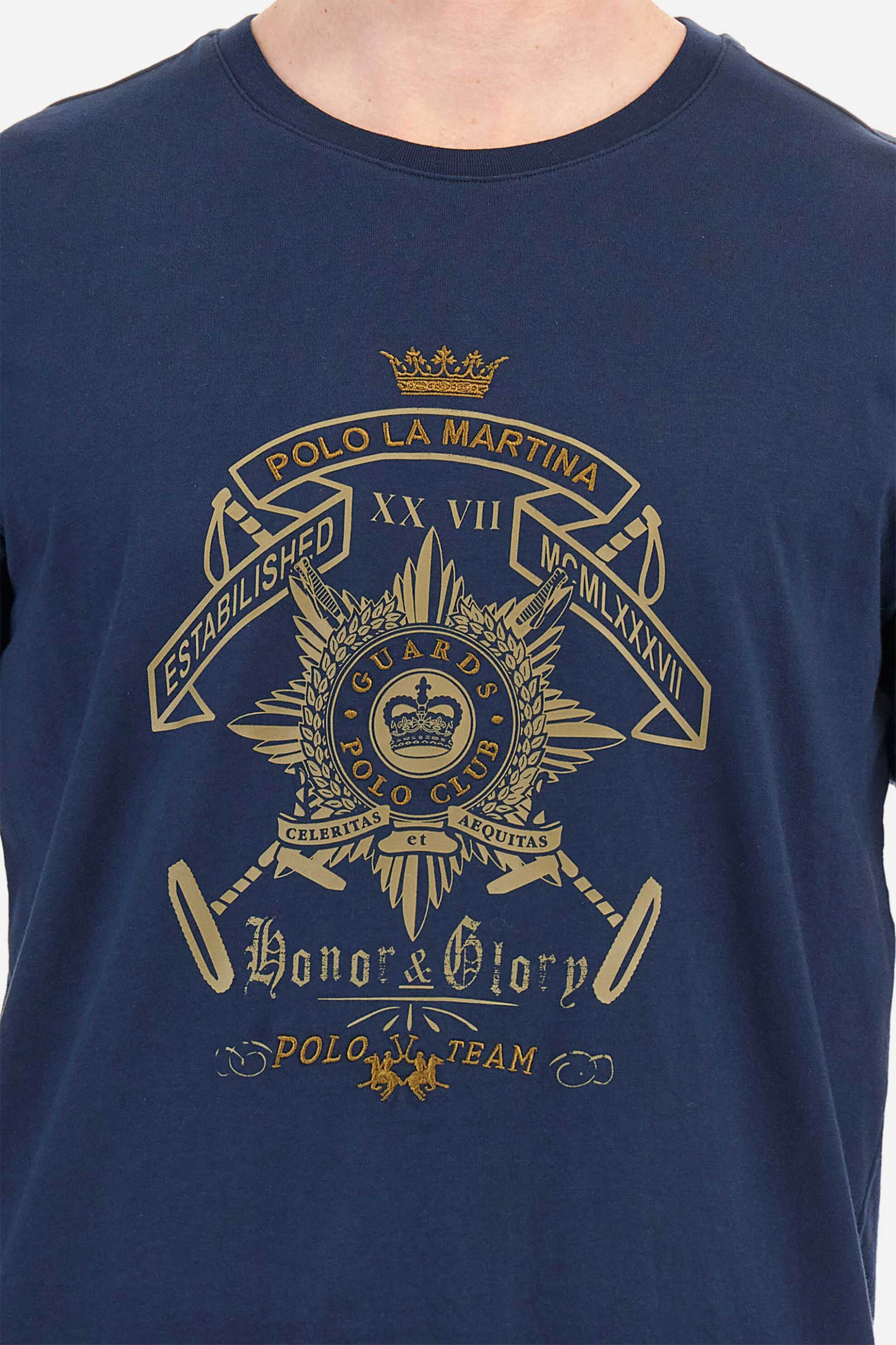 La Martina ανδρικό T-shirt με graphic logo print Regular Fit - MARG30-JS206 Μπλε Σκούρο φωτογραφία