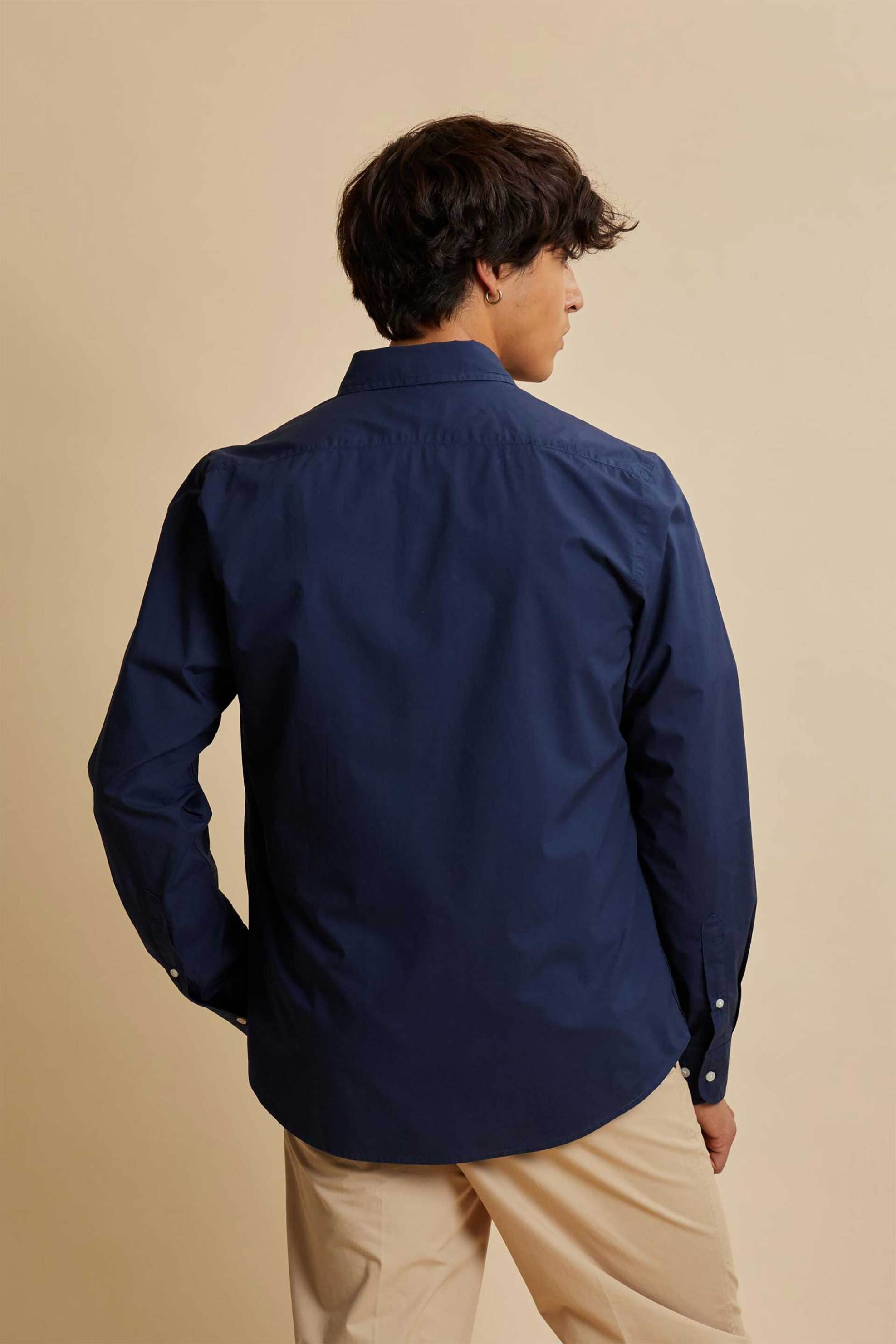 La Martina Ανδρικό Πουκάμισο Poplin Button Down με Κεντημένο Λογότυπο Rodolfo - Mcc016-Pp749 Μπλε Σκούρο