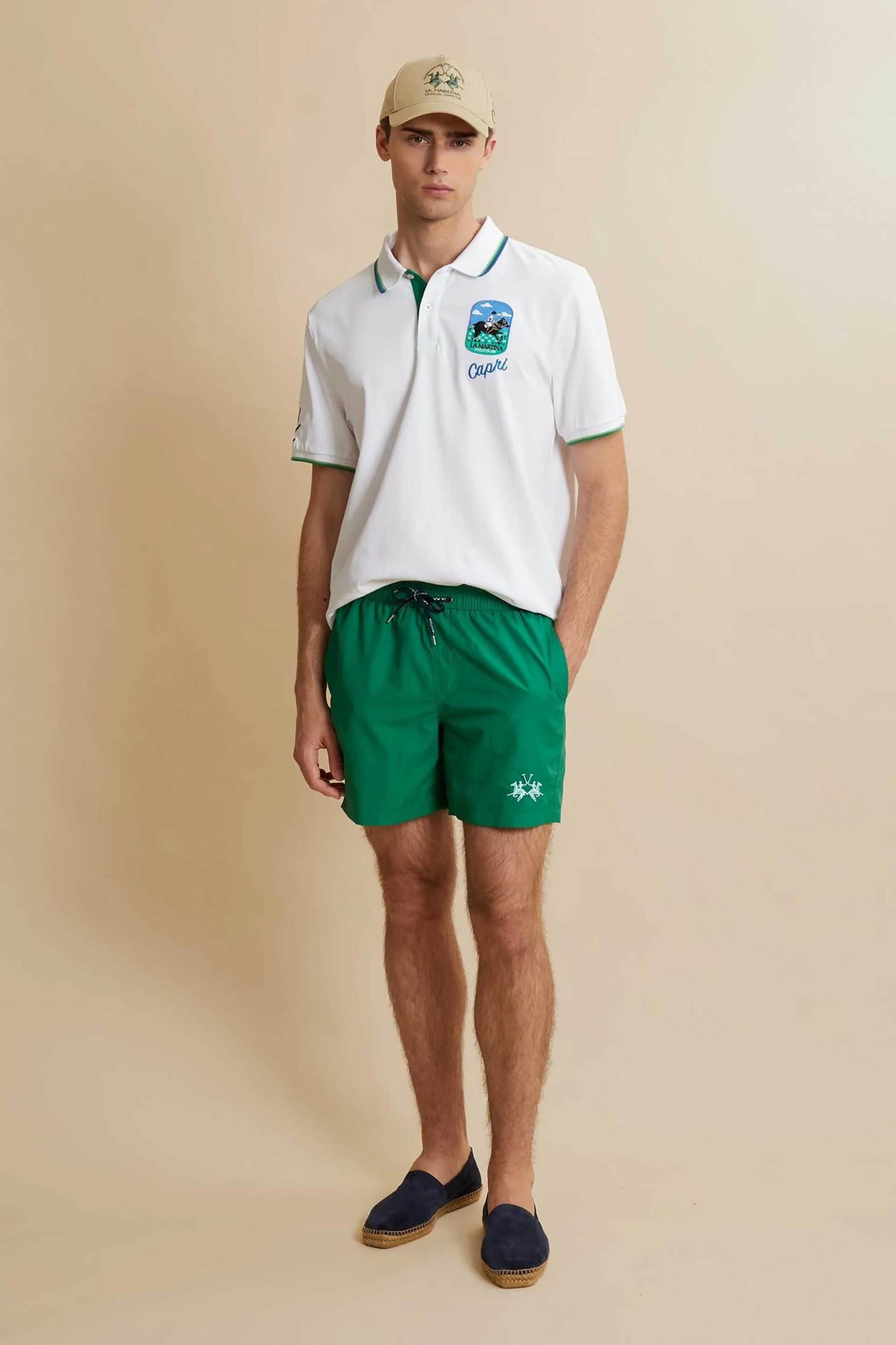 La Martina ανδρικό μαγιό σορτς με κεντημένο λογότυπο Regular Fit "Chuck" - MCM001-PL115 Πράσινο