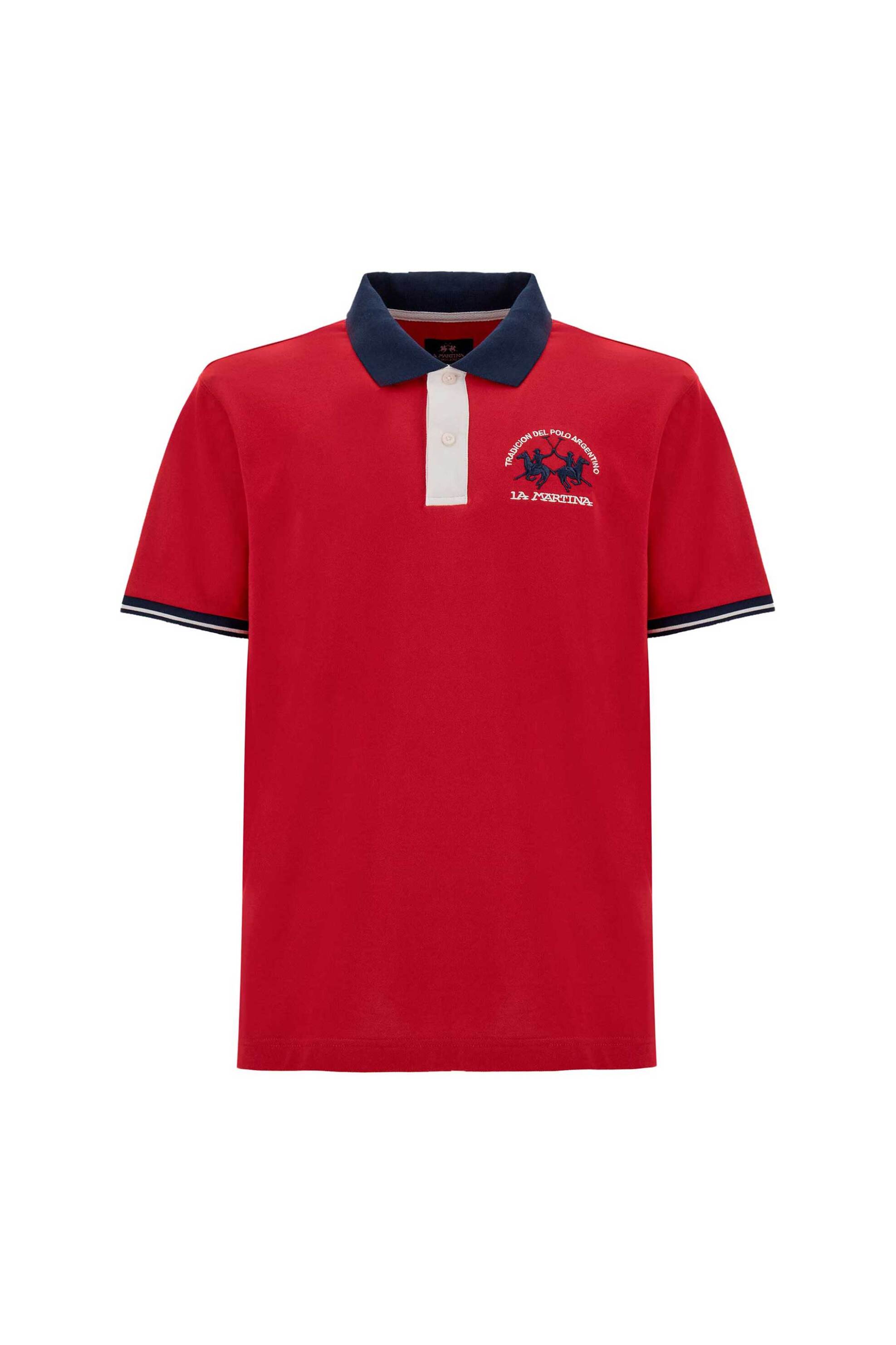La Martina ανδρική μπλούζα πόλο πικέ με κεντημένο λογότυπο Regular Fit "Trixie" - MCP005-PK001 Κόκκινο