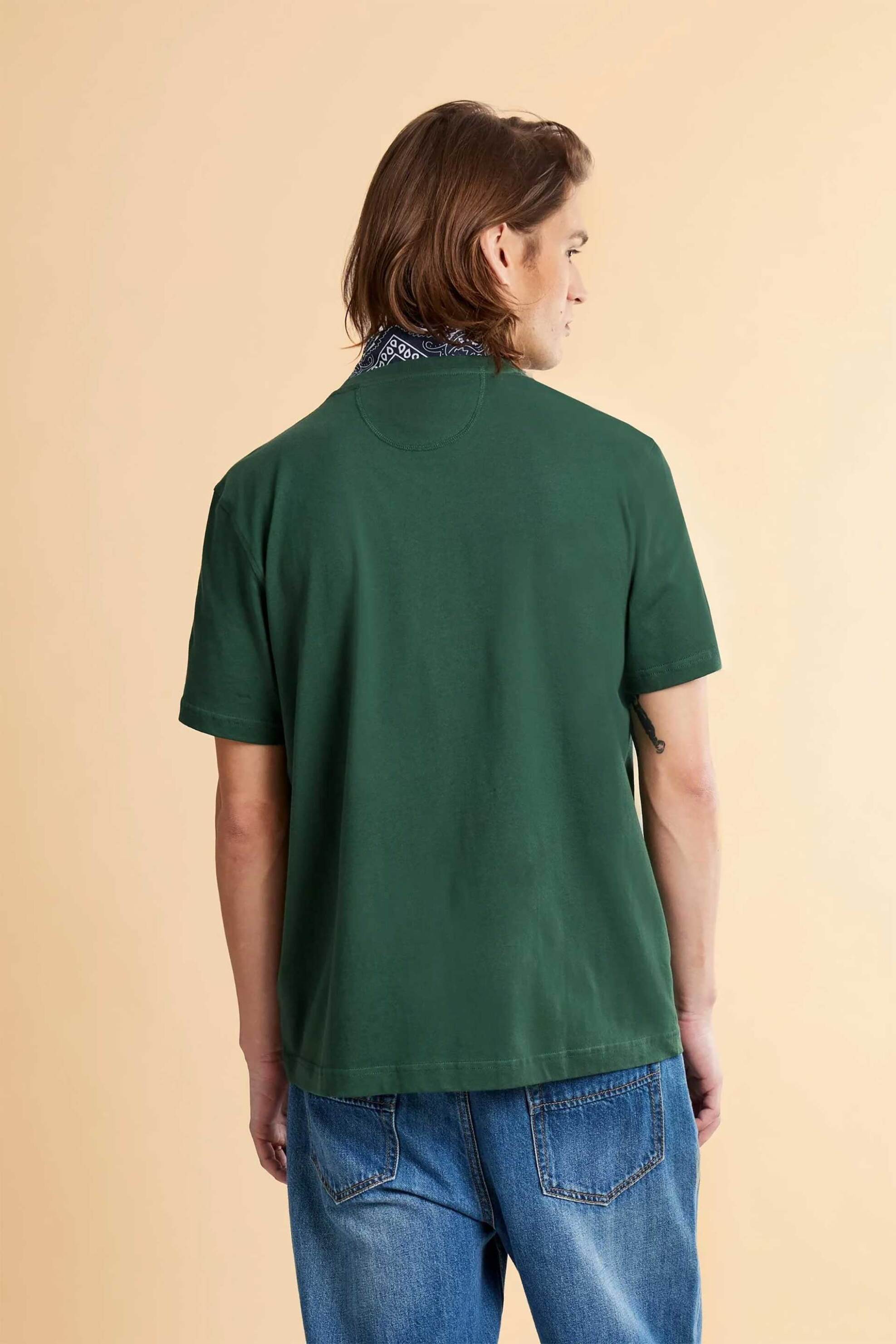 La Martina Ανδρικό T-Shirt με Κεντημένο Λογότυπο Regular Fit Serge - Mcr004-Js388 Πράσινο Σκούρο